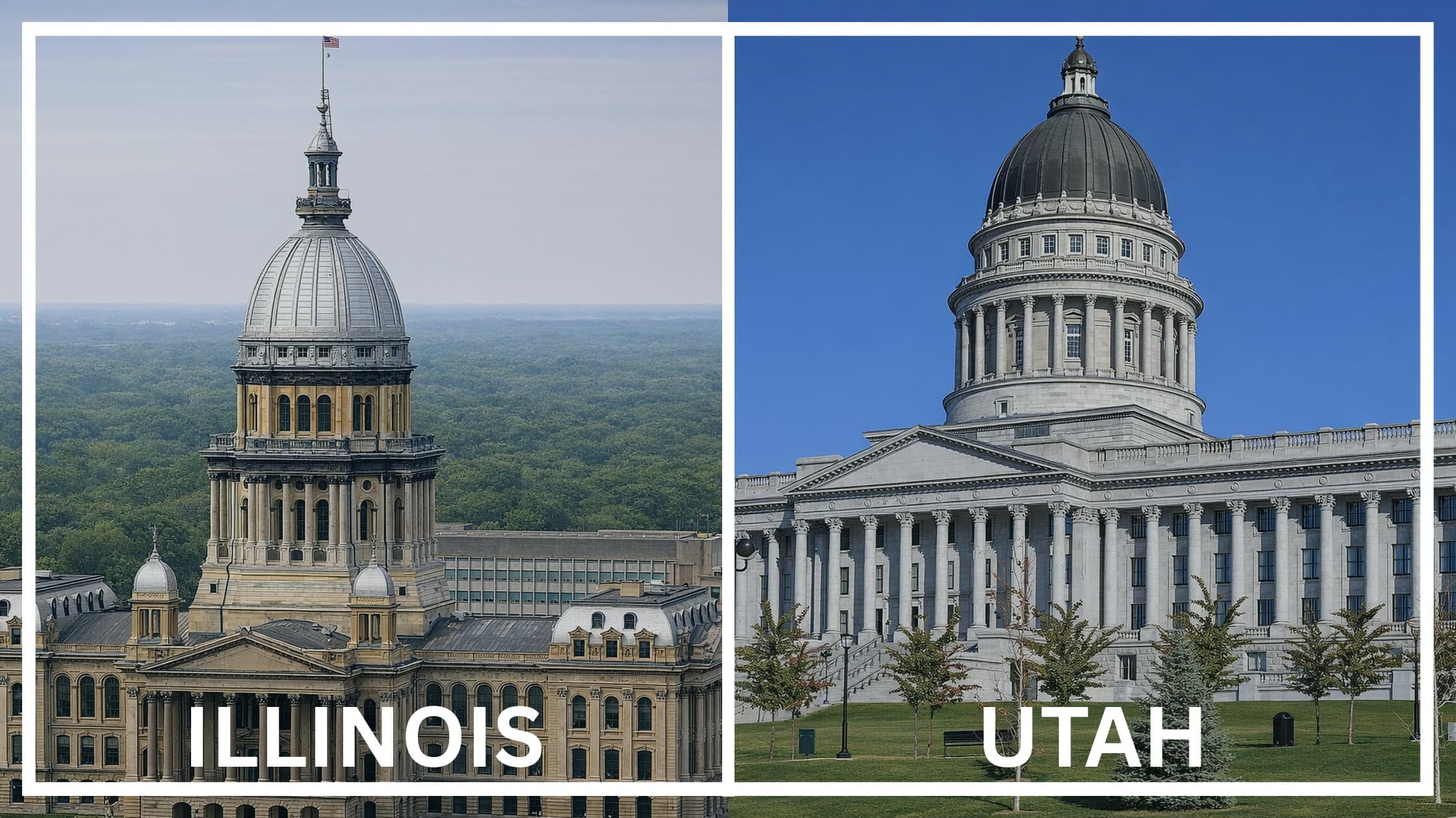 Comparing the state capitol buildings between Illinois and Utah.