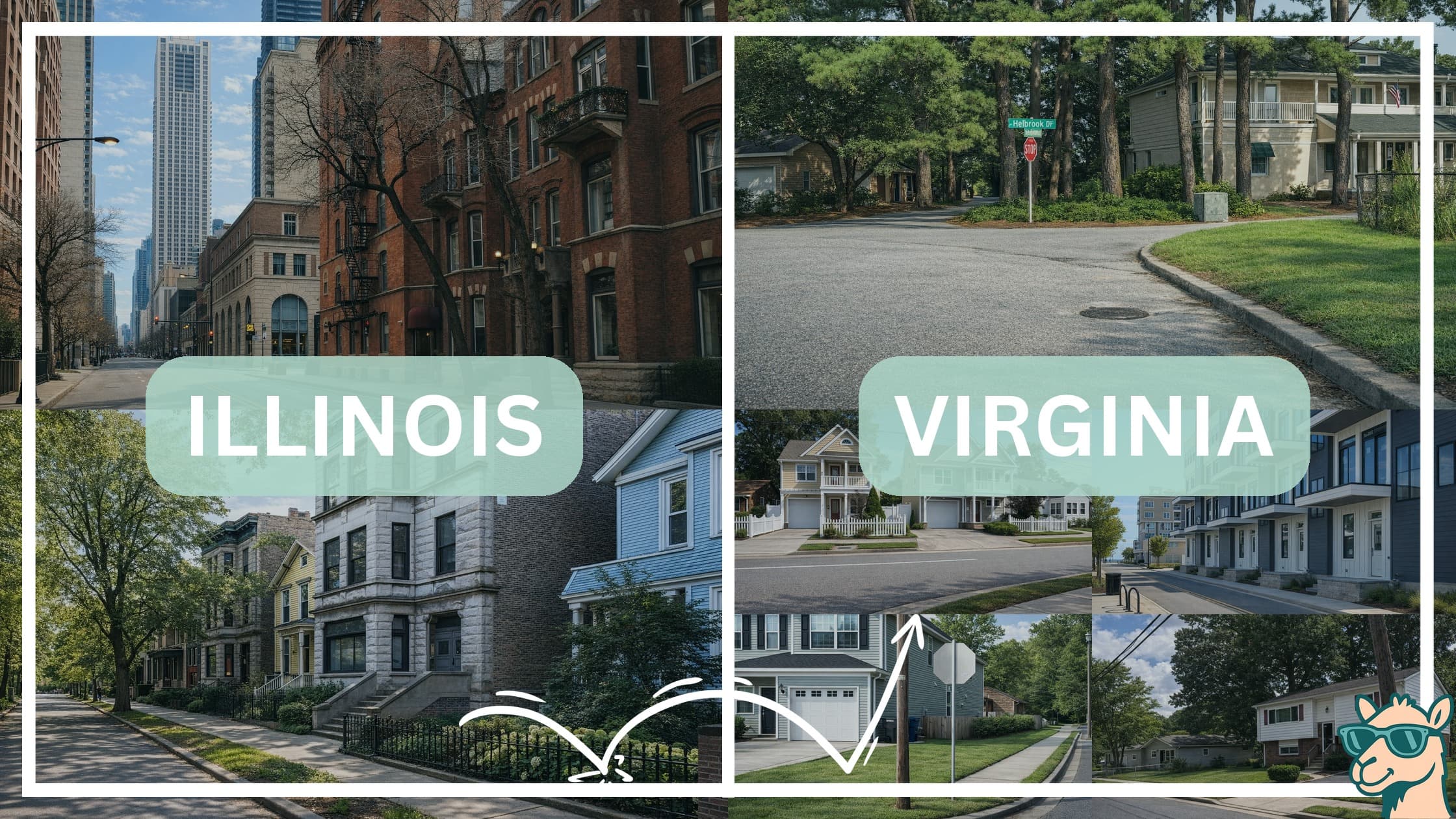 comparison of housing options and types between neighborhoods in Illinois and Virginia