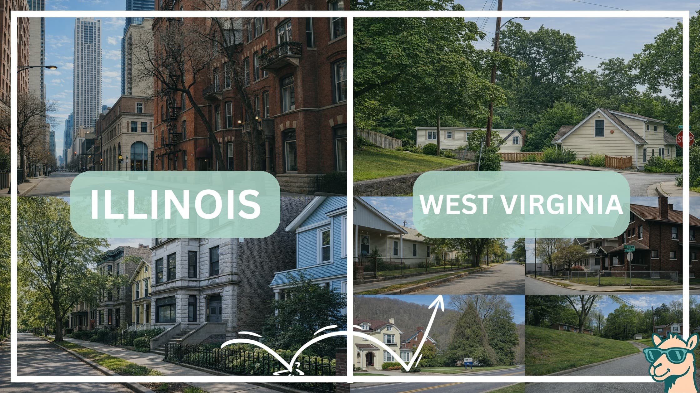 comparison of housing options and types between neighborhoods in Illinois and West Virginia