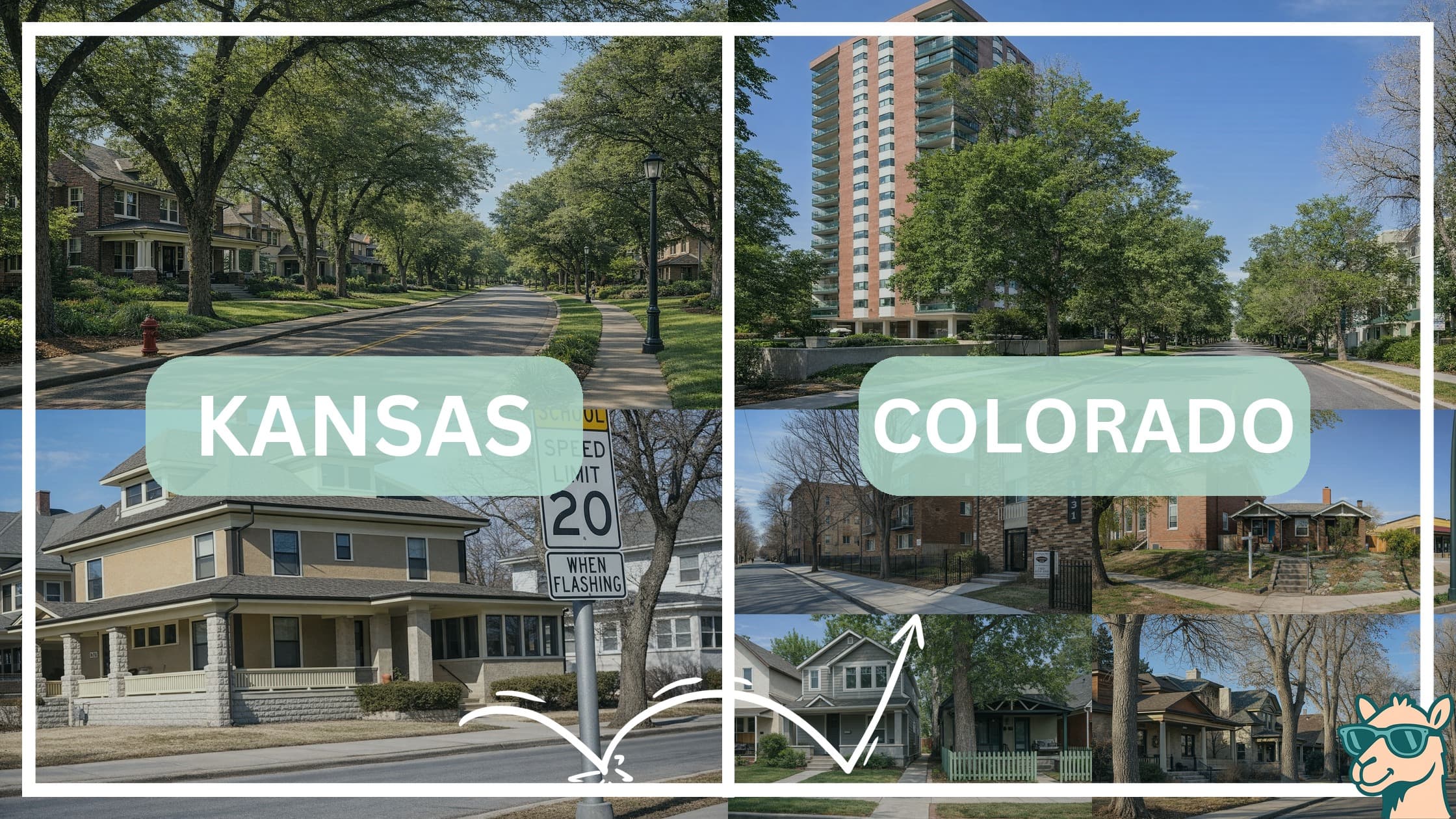 comparison of housing options and types between neighborhoods in Kansas and Colorado
