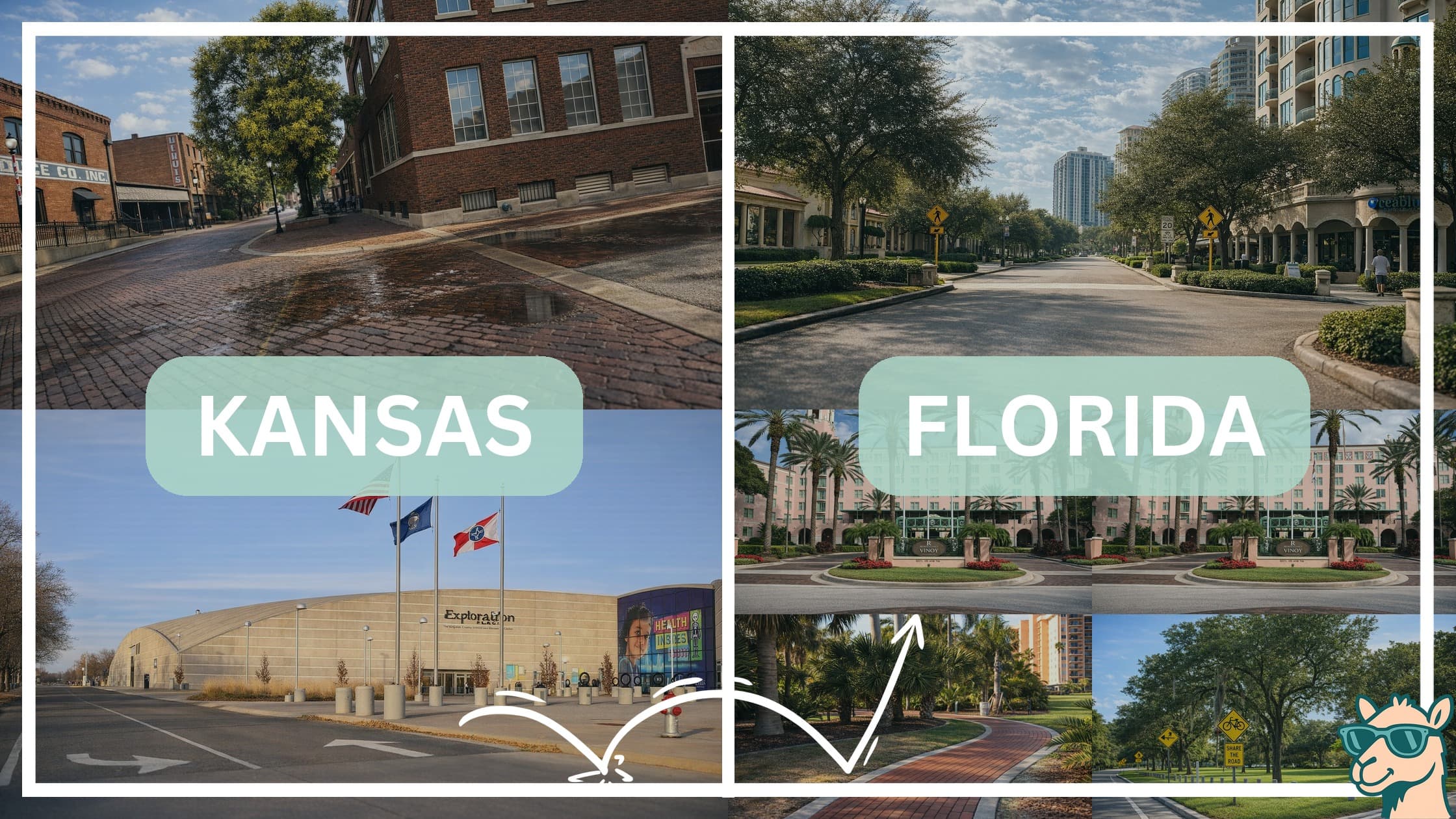 comparison of hotspots between neighborhoods in Kansas and Florida