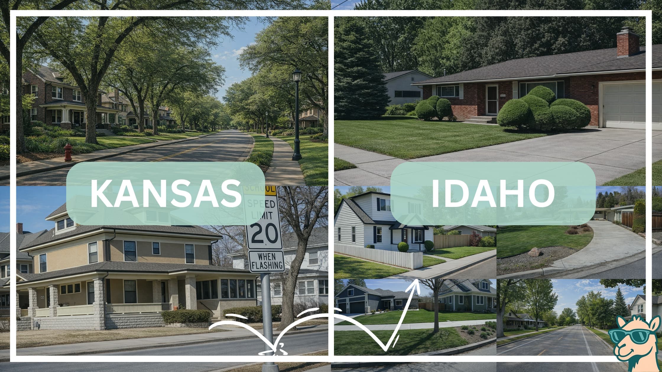 comparison of housing options and types between neighborhoods in Kansas and Idaho