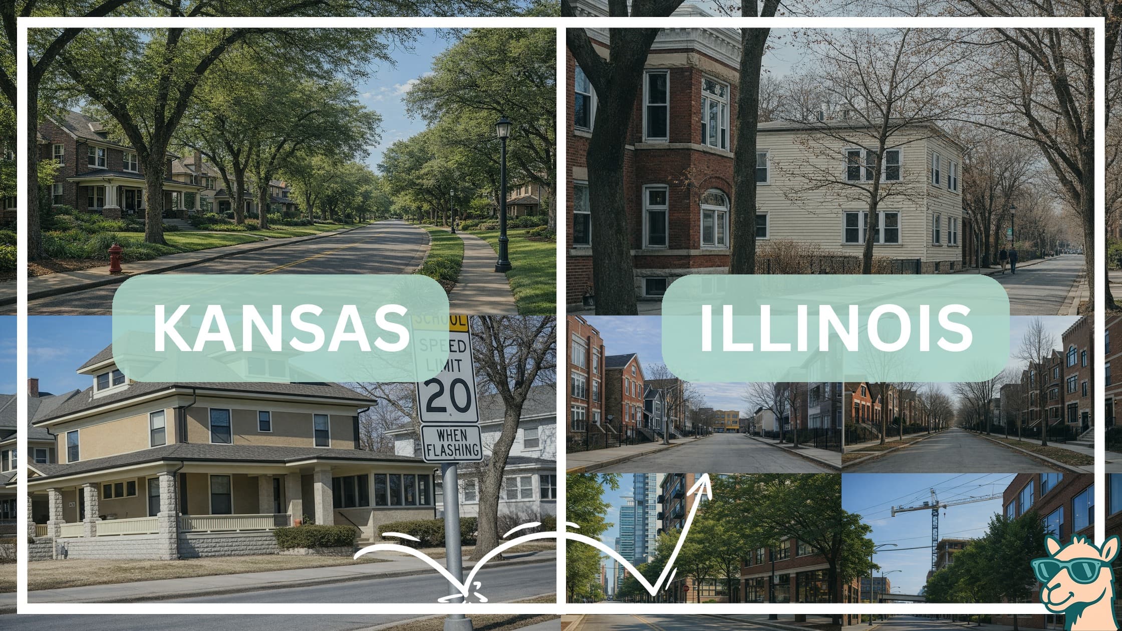 comparison of housing options and types between neighborhoods in Kansas and Illinois
