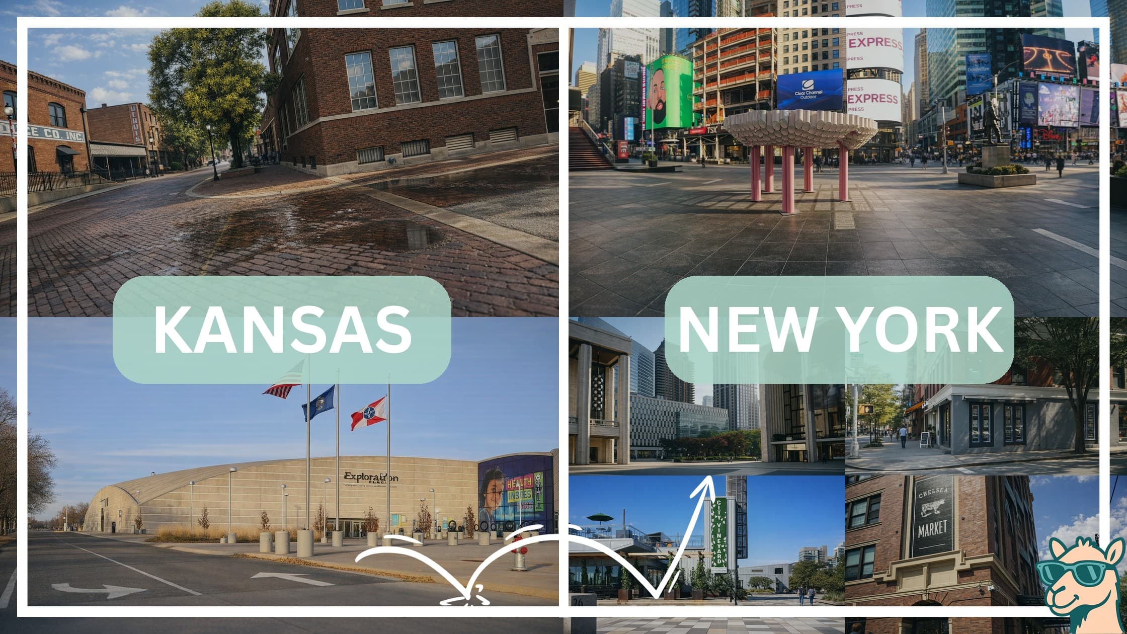 comparison of hotspots between neighborhoods in Kansas and New York