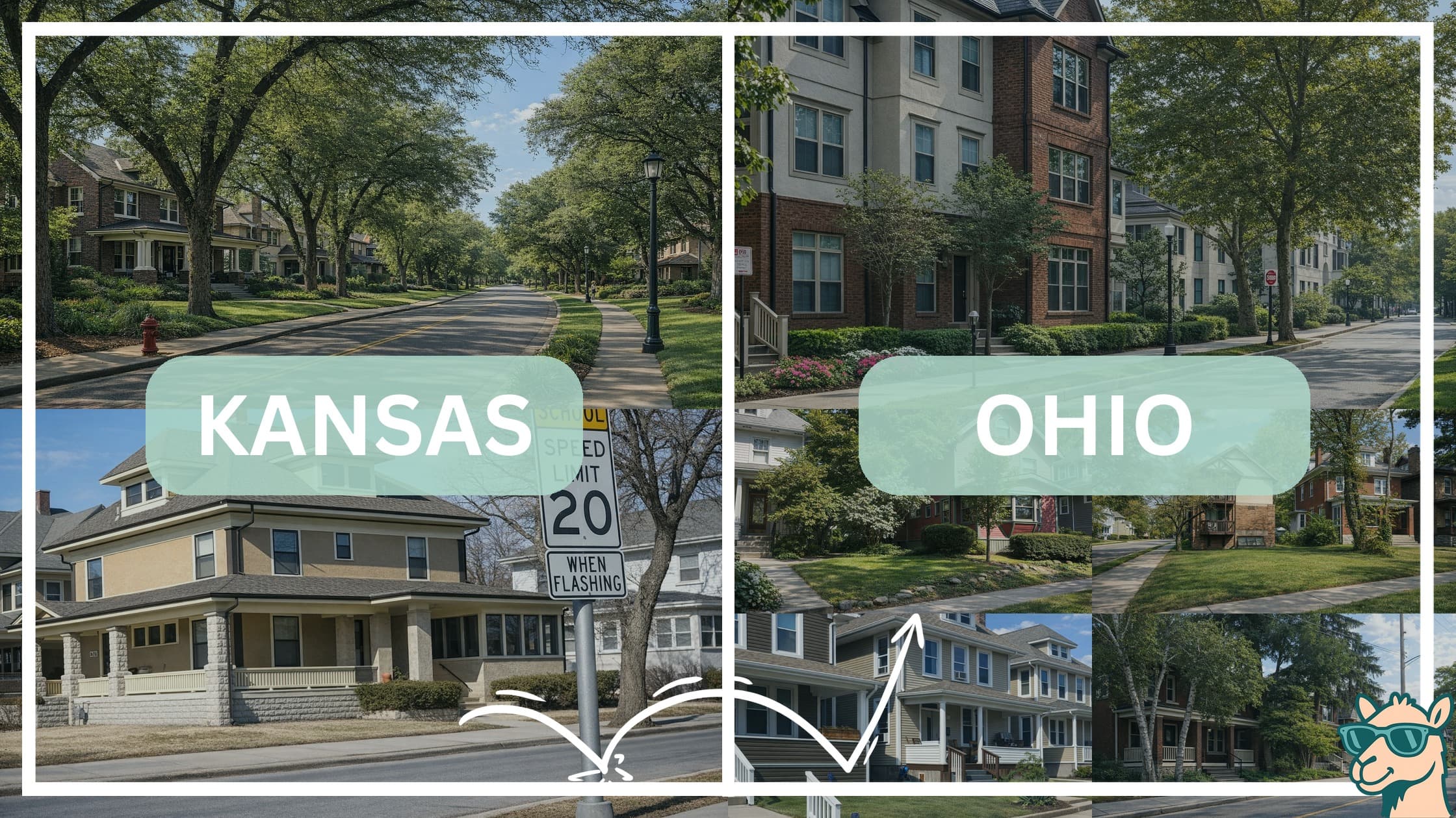 comparison of housing options and types between neighborhoods in Kansas and Ohio
