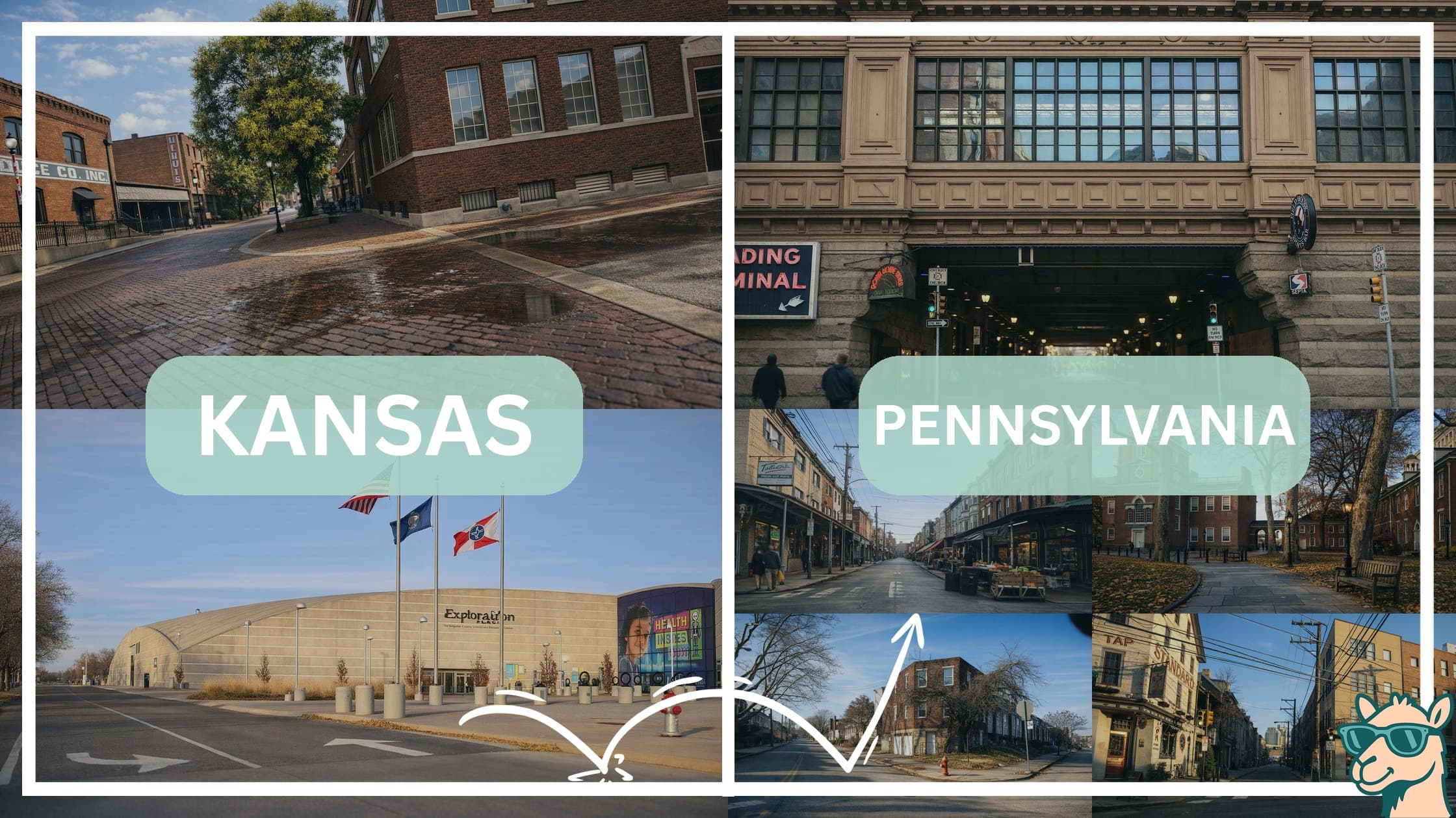 comparison of hotspots between neighborhoods in Kansas and Pennsylvania
