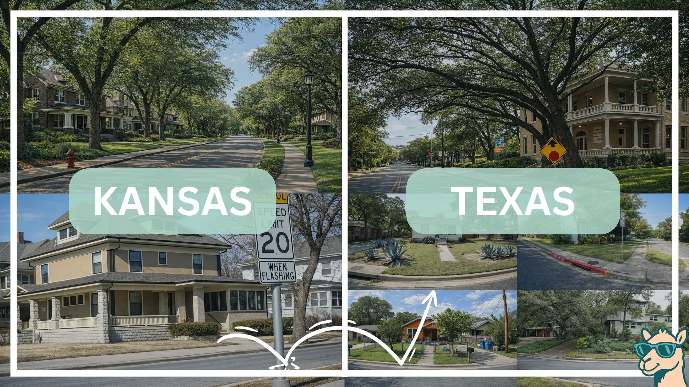 comparison of housing options and types between neighborhoods in Kansas and Texas