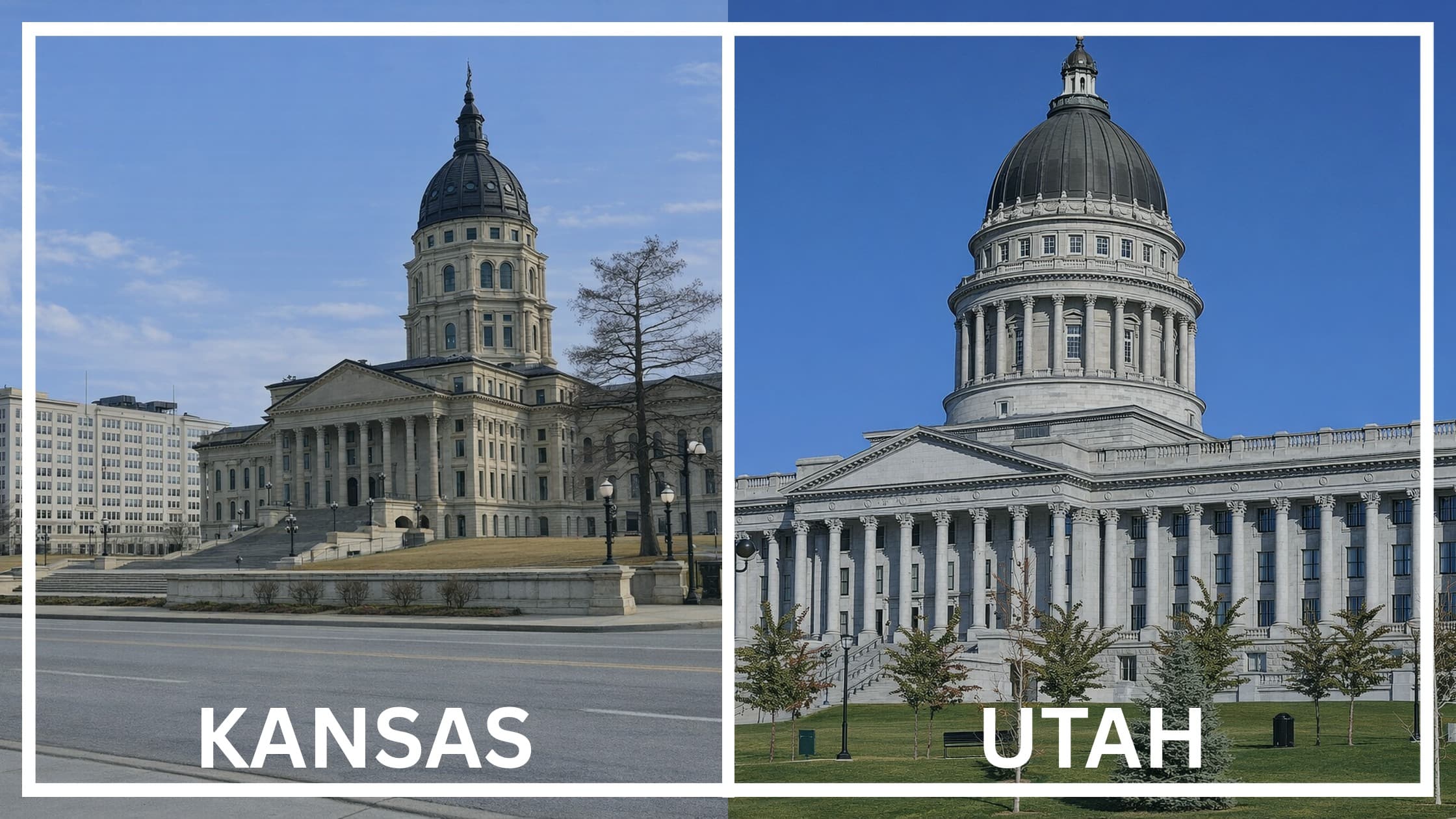 Comparing the state capitol buildings between Kansas and Utah.