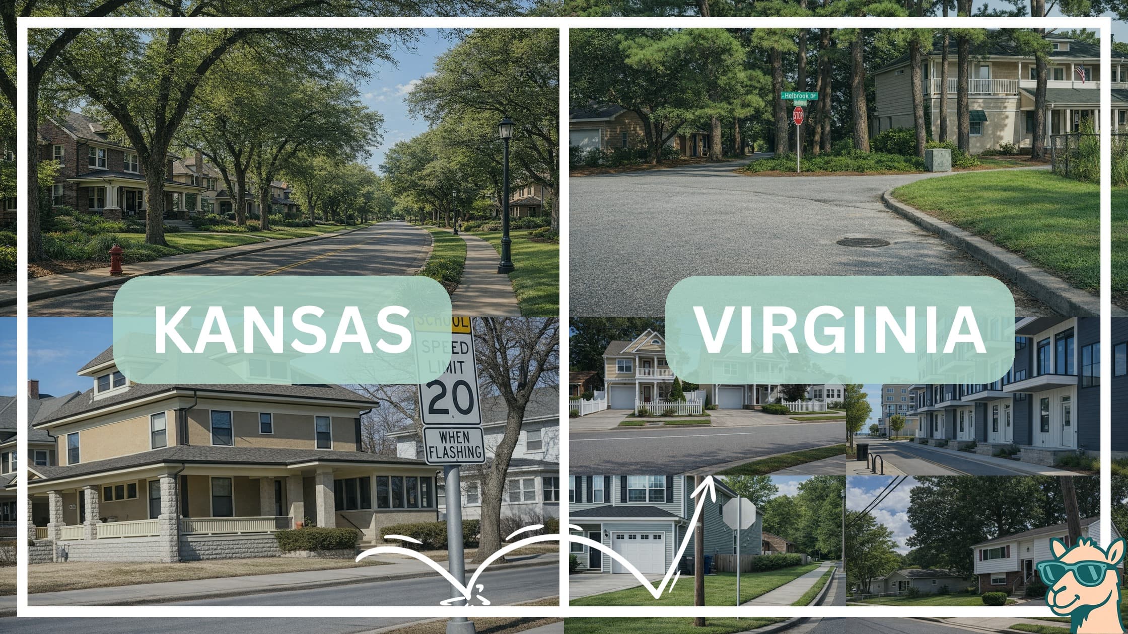 comparison of housing options and types between neighborhoods in Kansas and Virginia