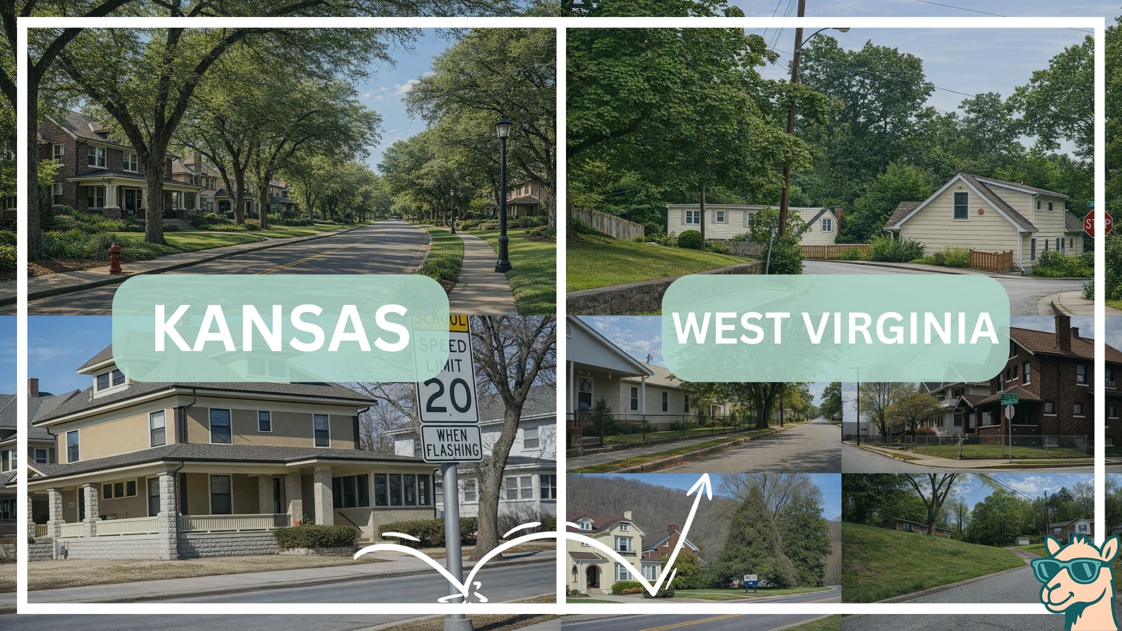 comparison of housing options and types between neighborhoods in Kansas and West Virginia