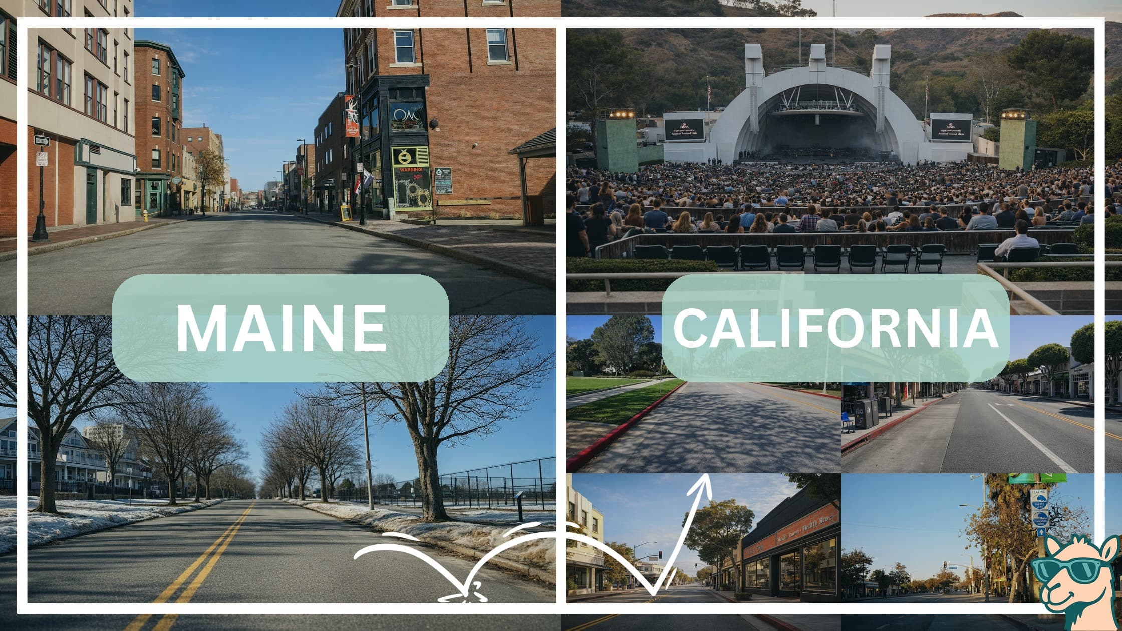 comparison of hotspots between neighborhoods in Maine and California