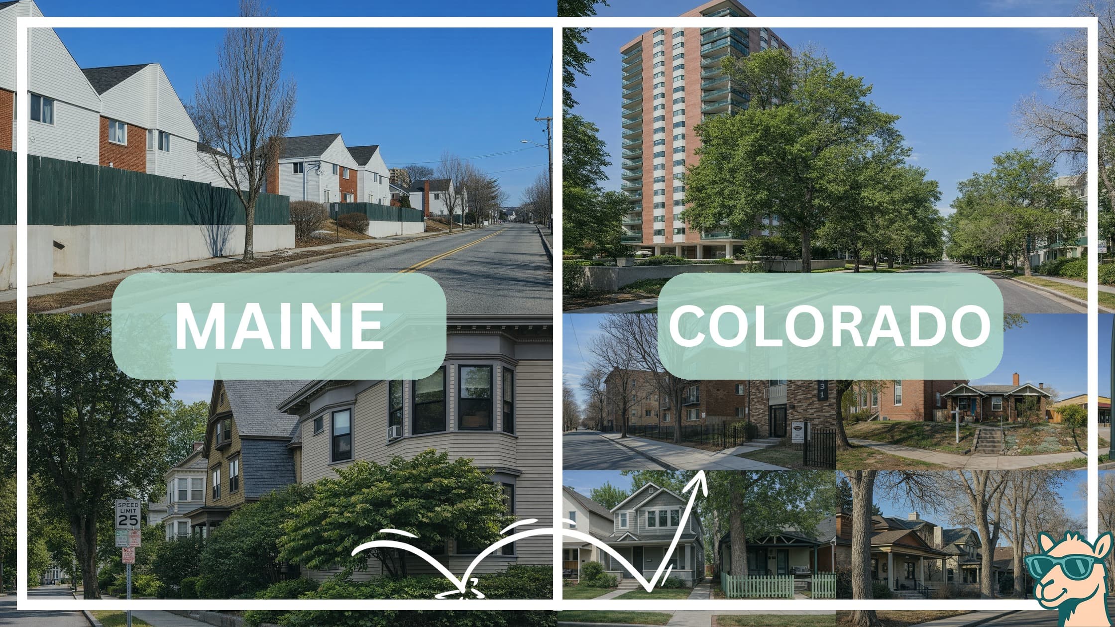 comparison of housing options and types between neighborhoods in Maine and Colorado