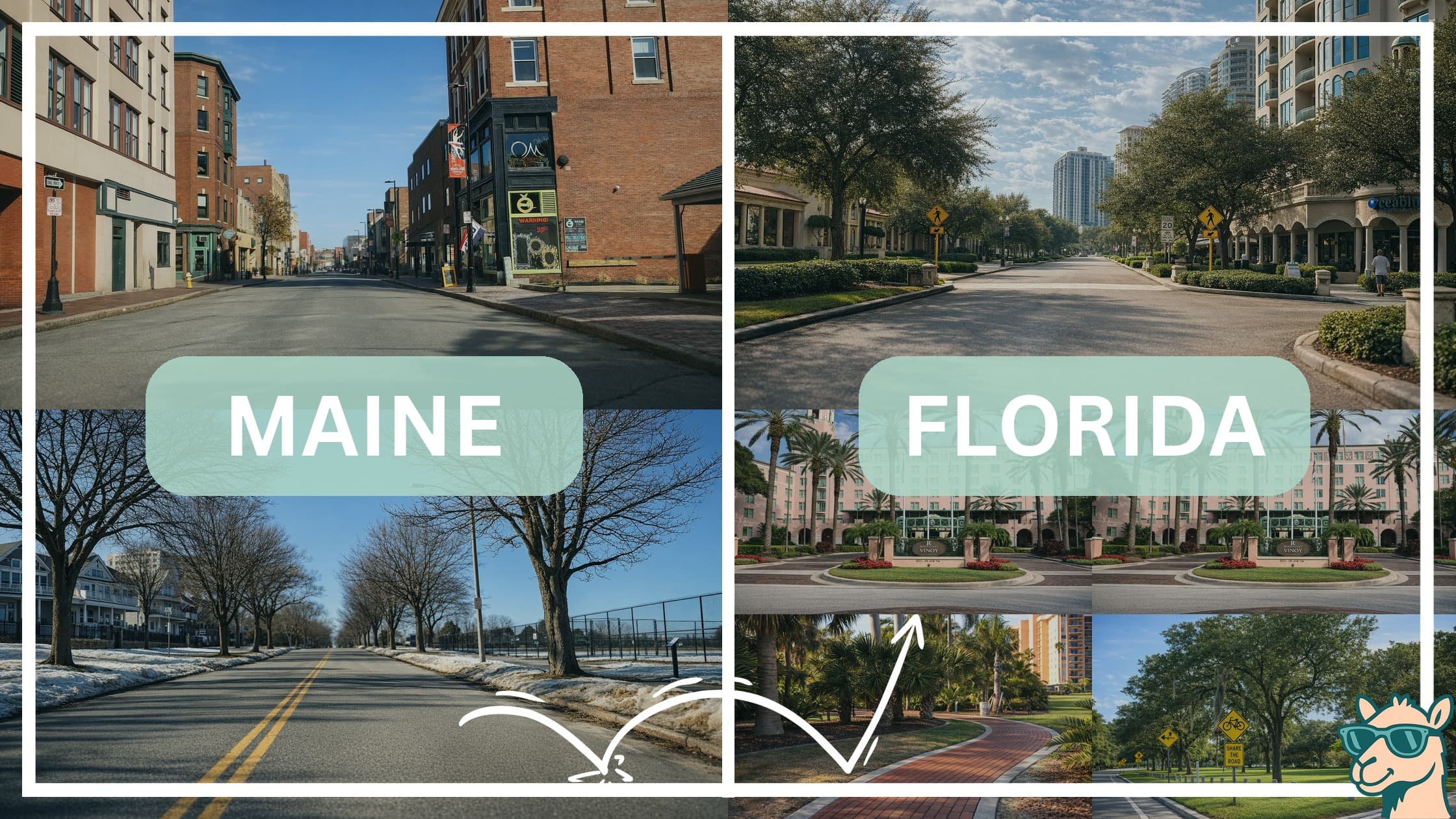 comparison of hotspots between neighborhoods in Maine and Florida