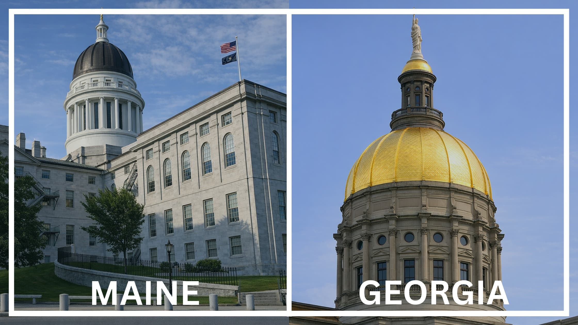 Comparing the state capitol buildings between Maine and Georgia.