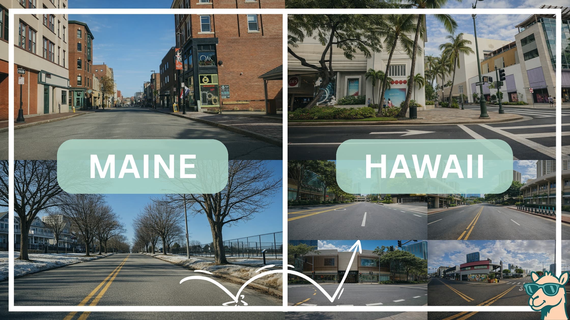 comparison of hotspots between neighborhoods in Maine and Hawaii