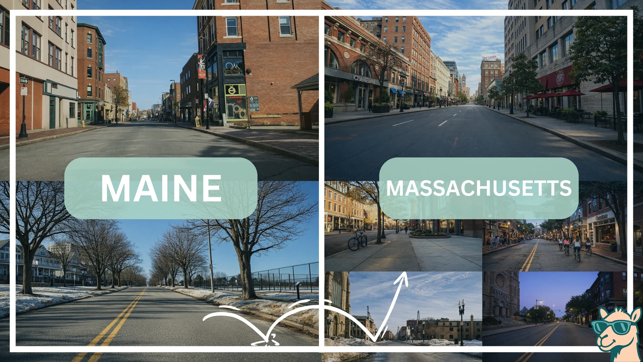 comparison of hotspots between neighborhoods in Maine and Massachusetts