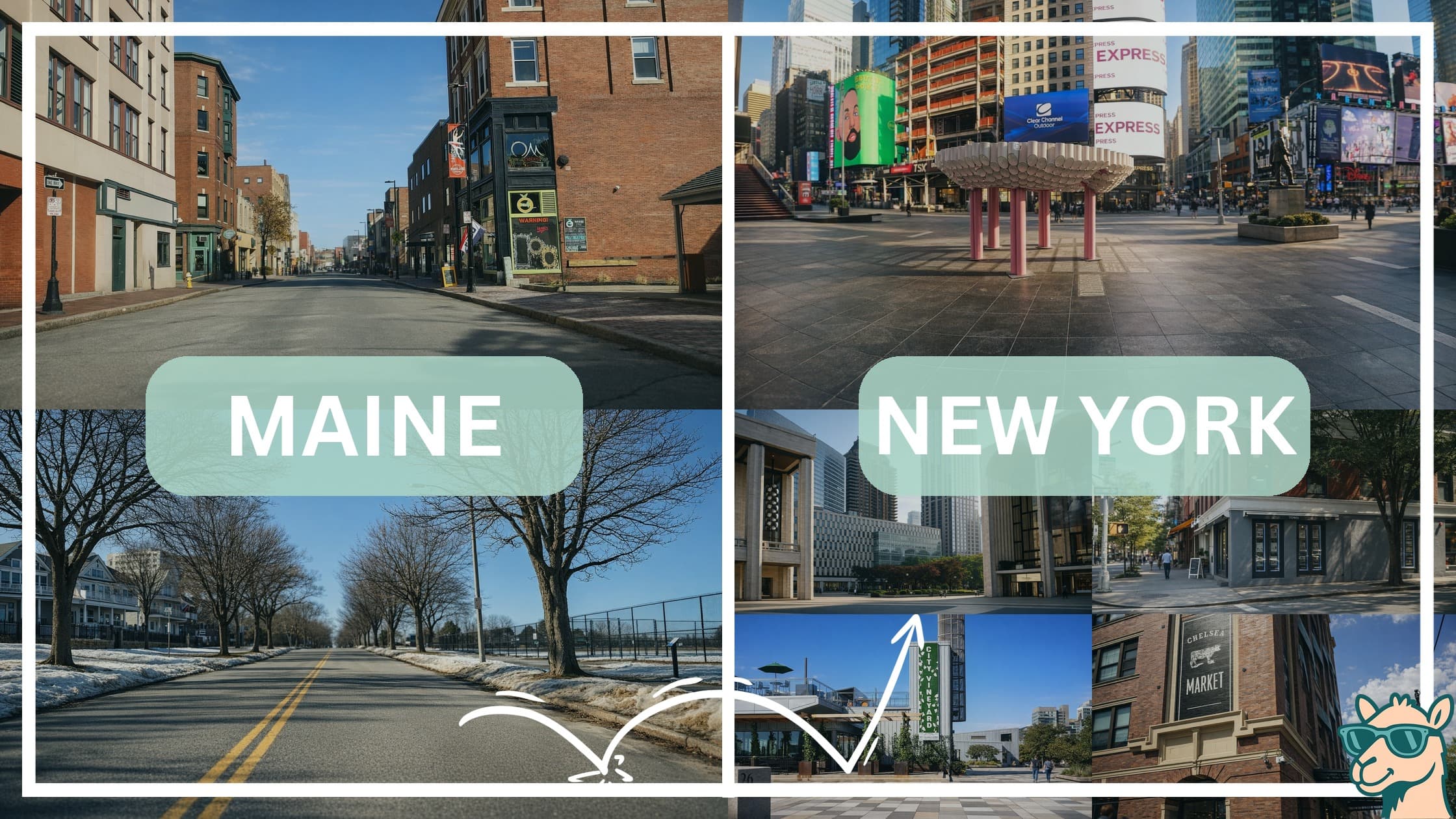 comparison of hotspots between neighborhoods in Maine and New York