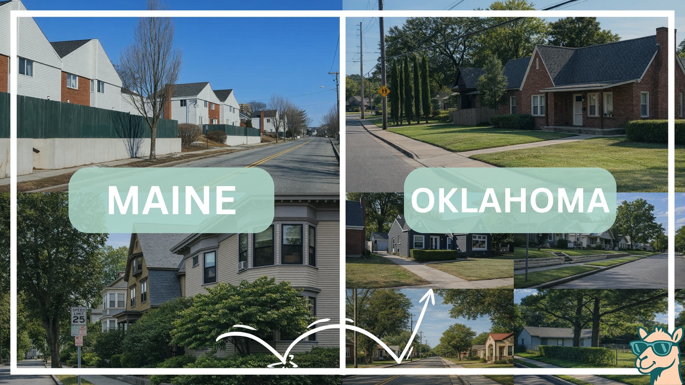 comparison of housing options and types between neighborhoods in Maine and Oklahoma