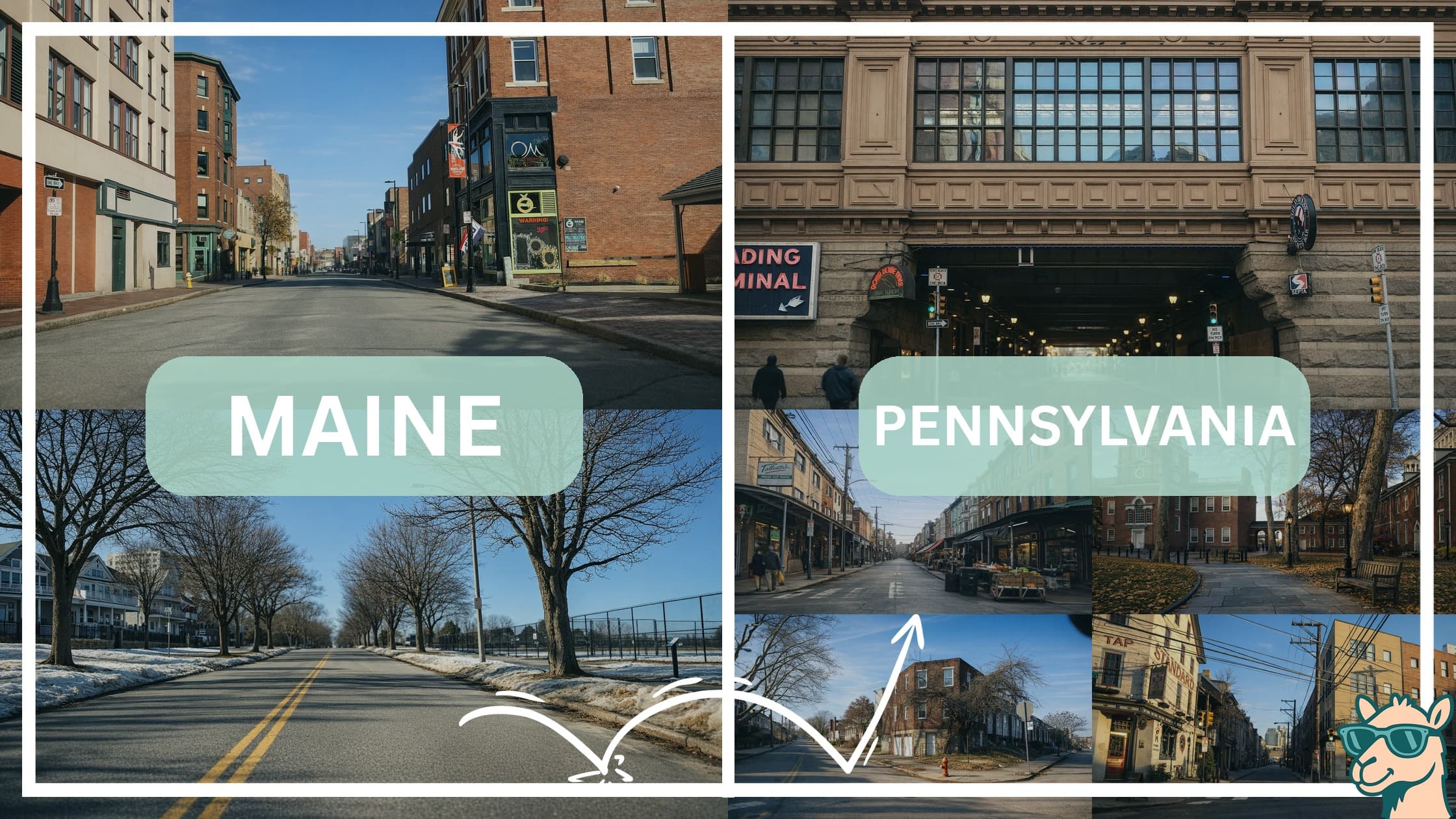 comparison of hotspots between neighborhoods in Maine and Pennsylvania