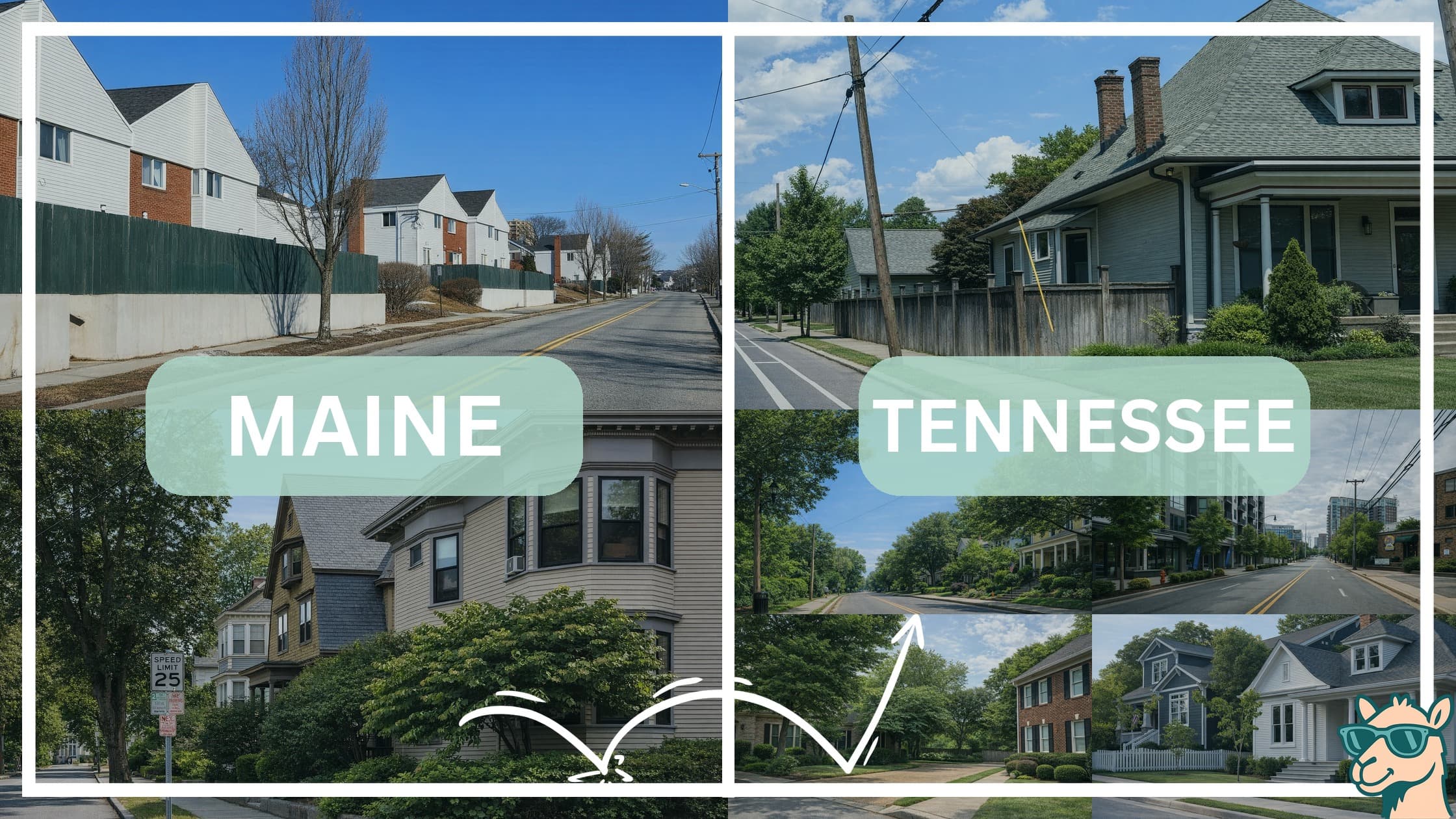 comparison of housing options and types between neighborhoods in Maine and Tennessee