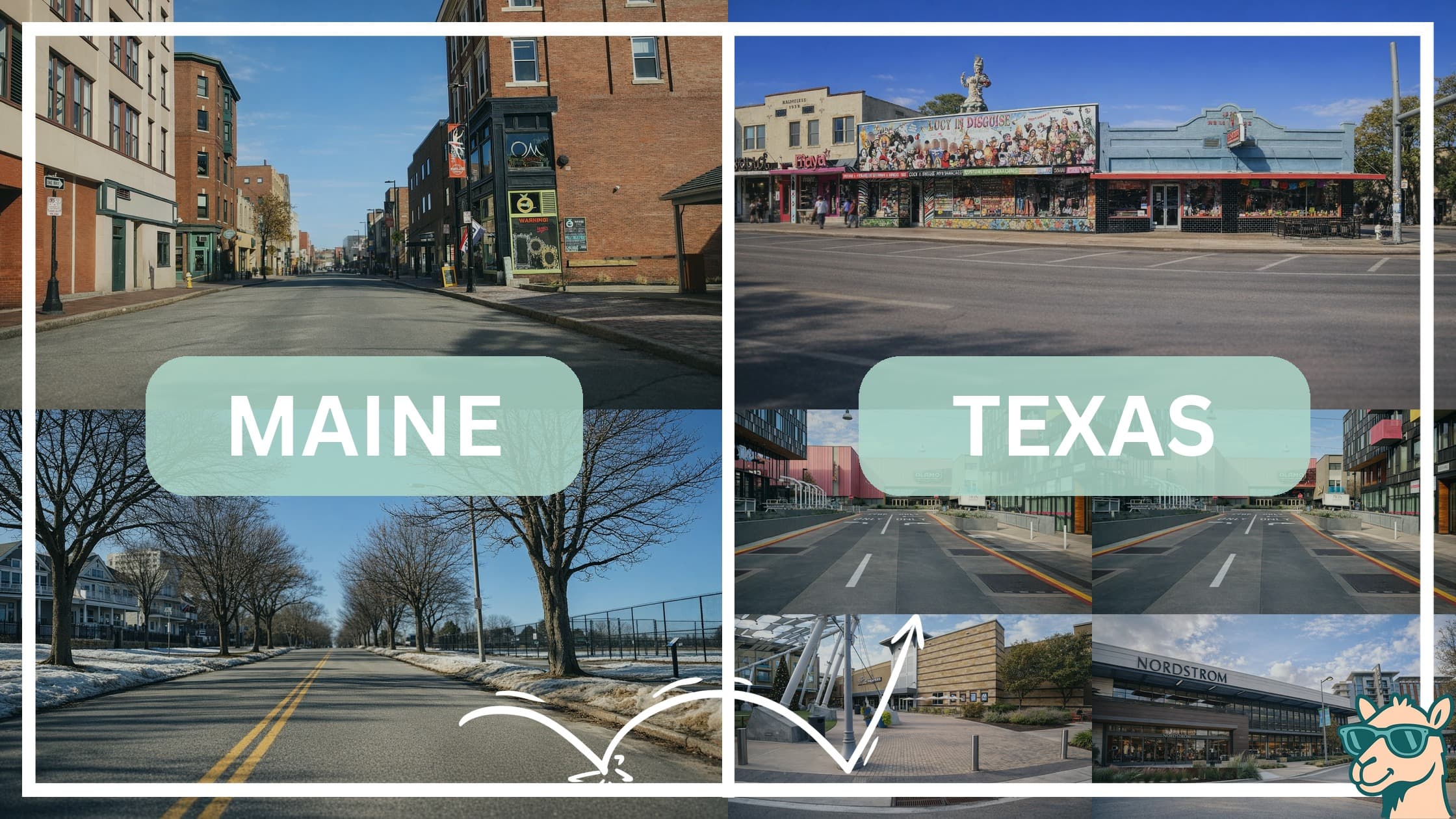 comparison of hotspots between neighborhoods in Maine and Texas