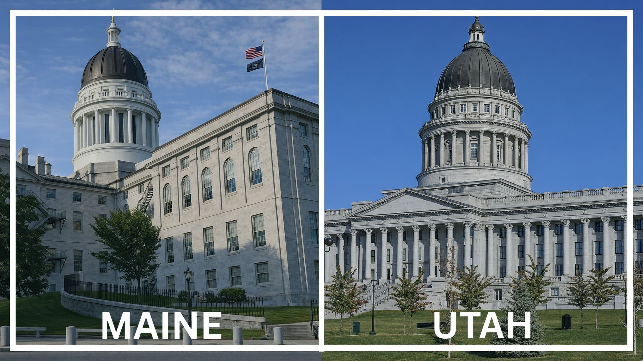 Comparing the state capitol buildings between Maine and Utah.