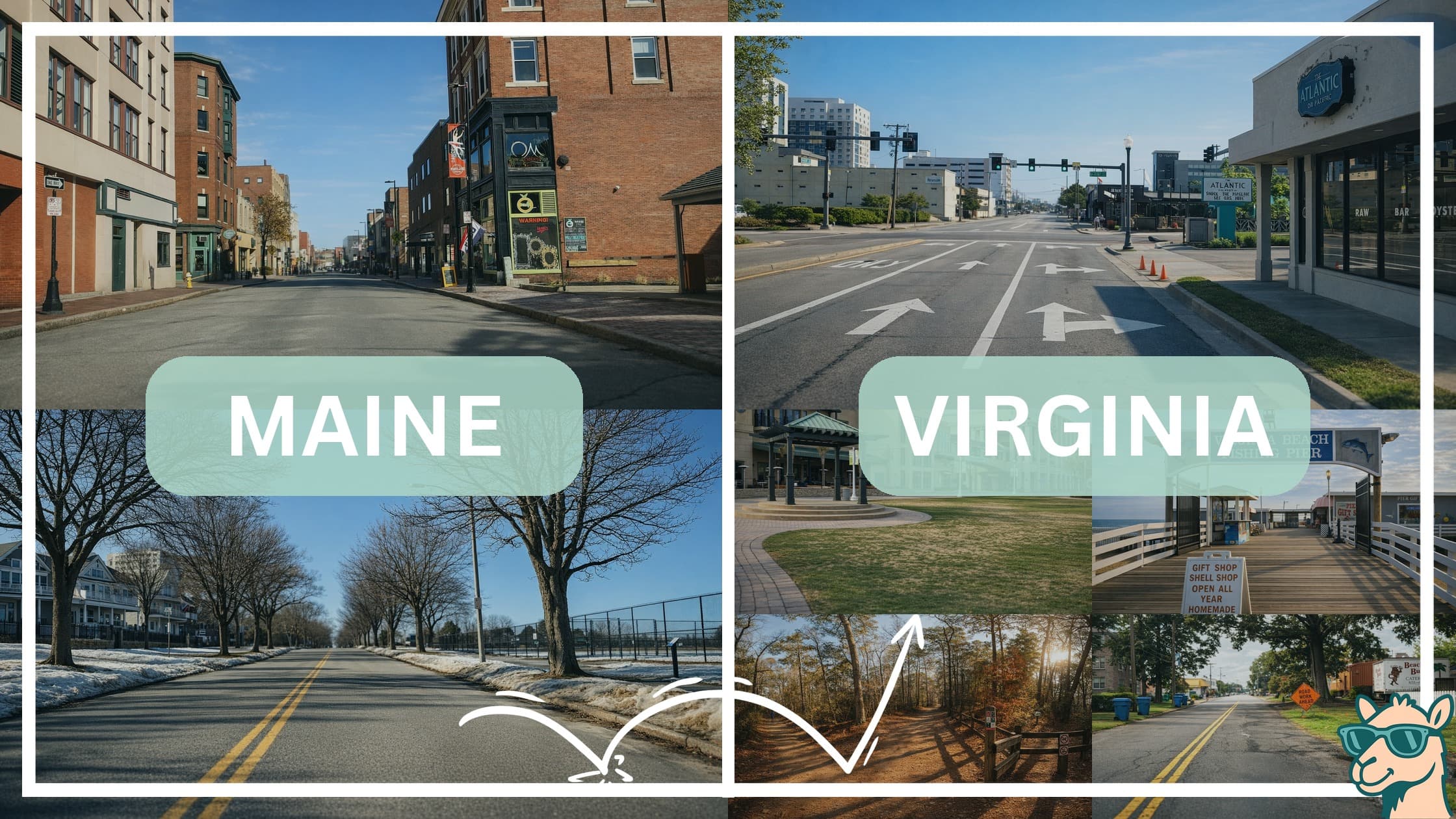 comparison of hotspots between neighborhoods in Maine and Virginia