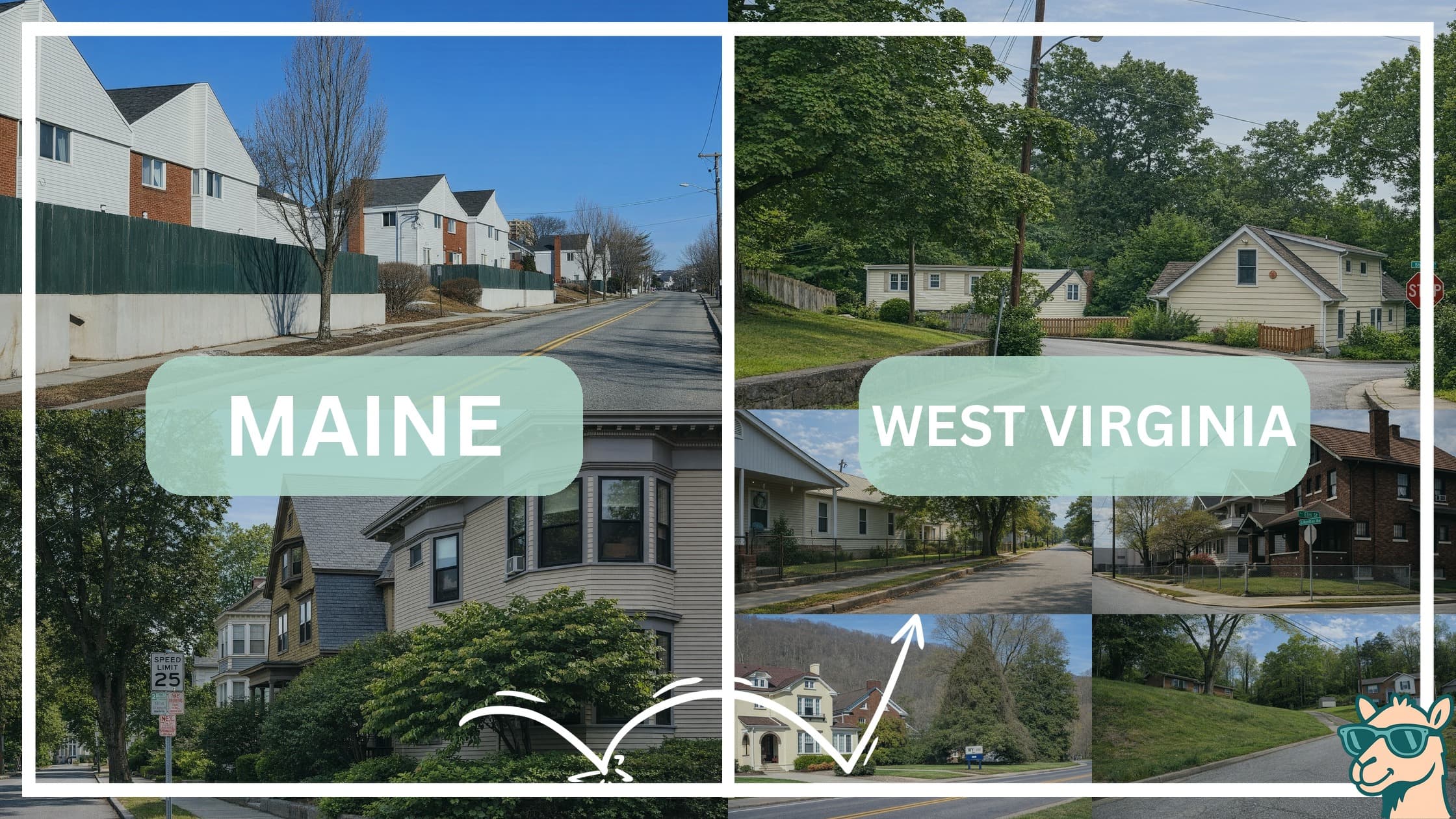 comparison of housing options and types between neighborhoods in Maine and West Virginia