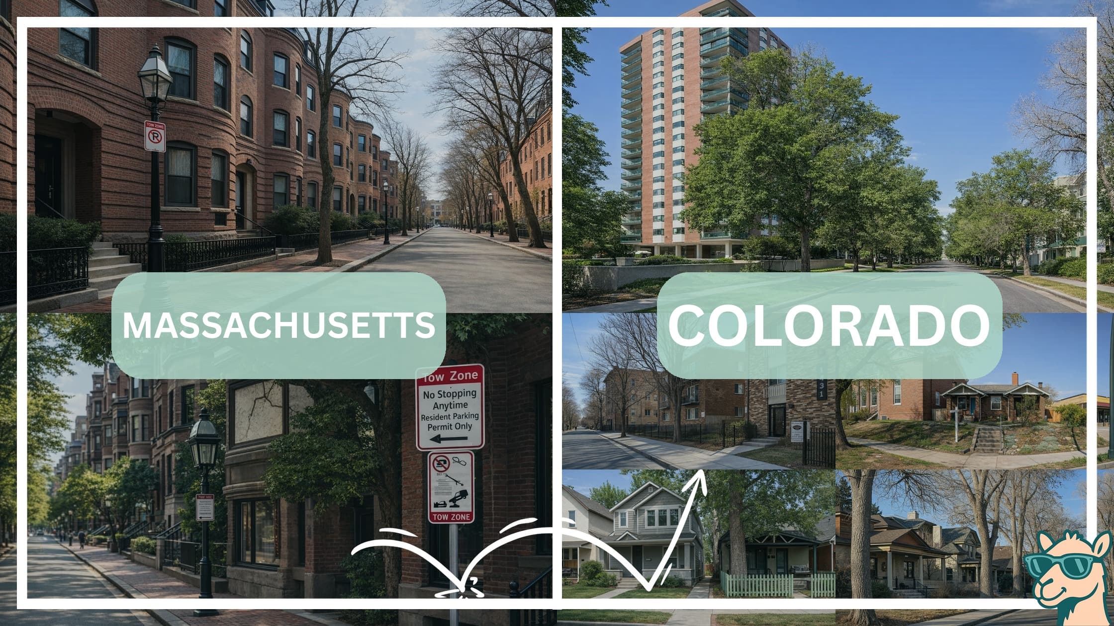 comparison of housing options and types between neighborhoods in Massachusetts and Colorado