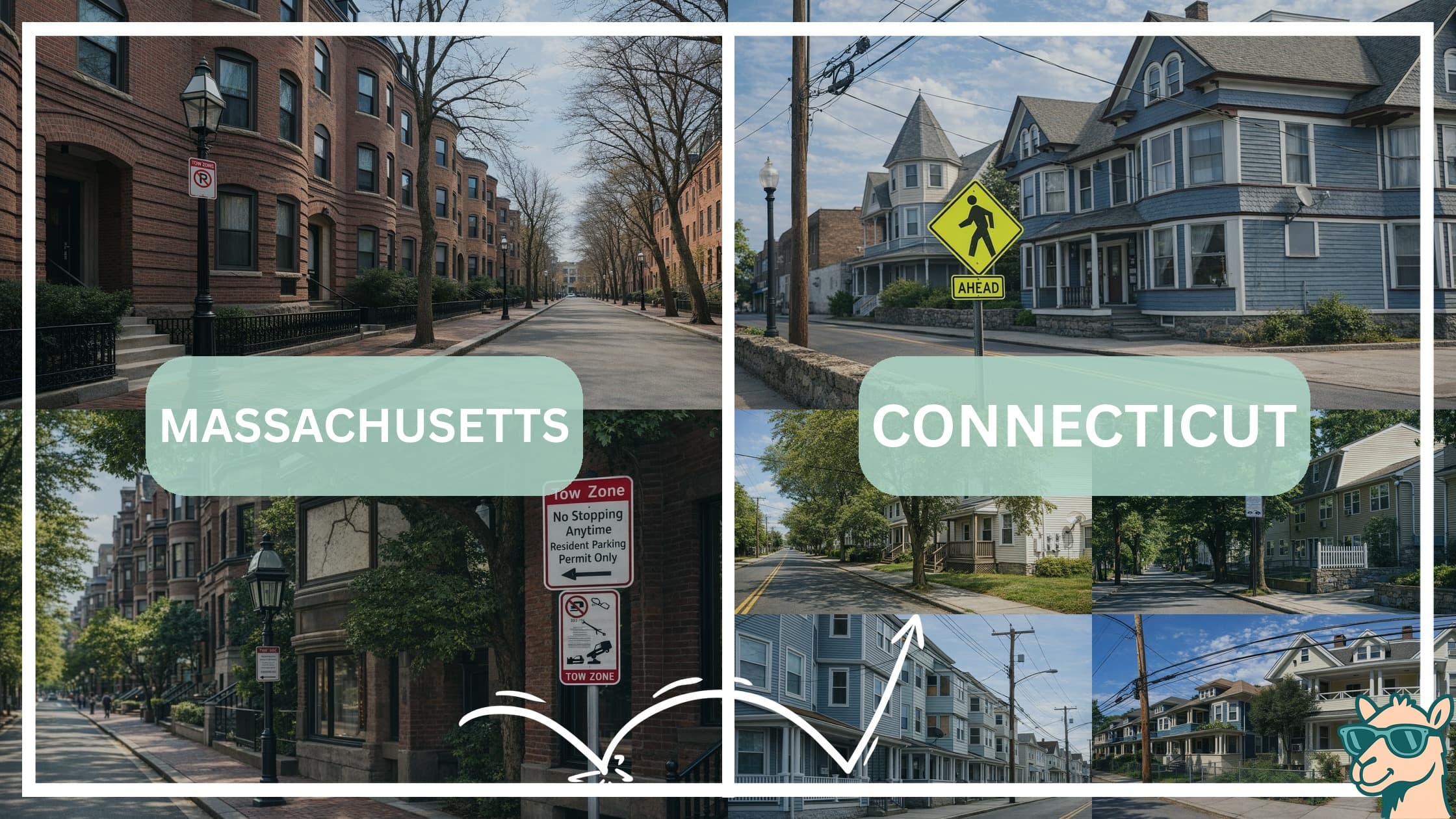 comparison of housing options and types between neighborhoods in Massachusetts and Connecticut