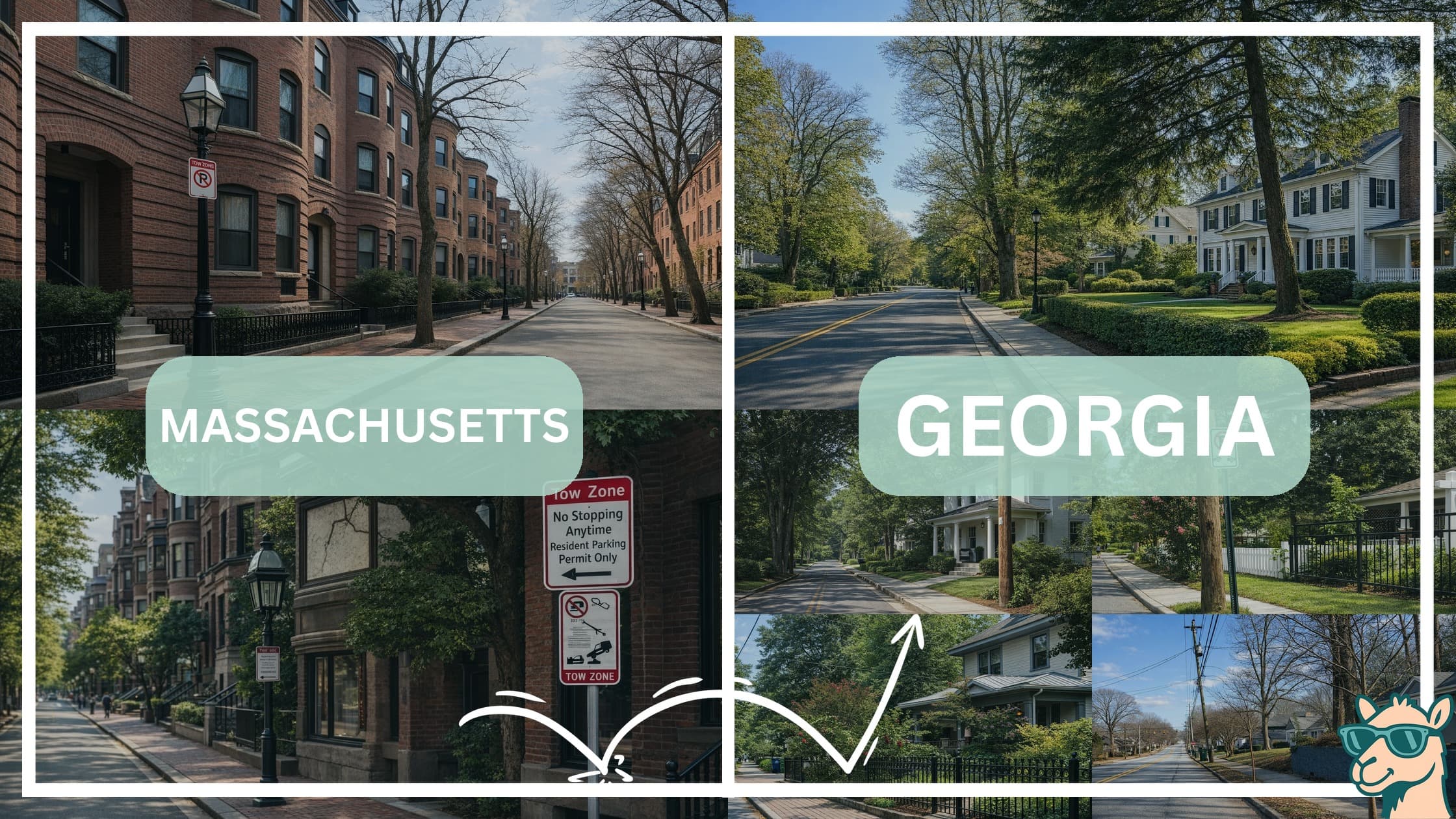comparison of housing options and types between neighborhoods in Massachusetts and Georgia