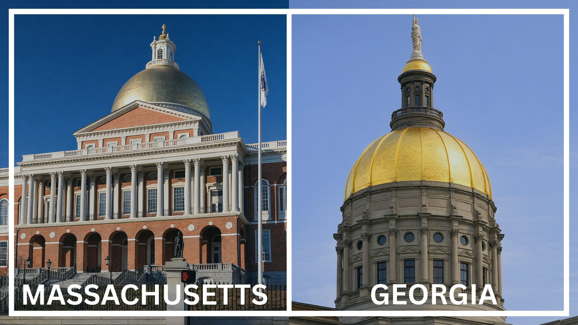 Comparing the state capitol buildings between Massachusetts and Georgia.