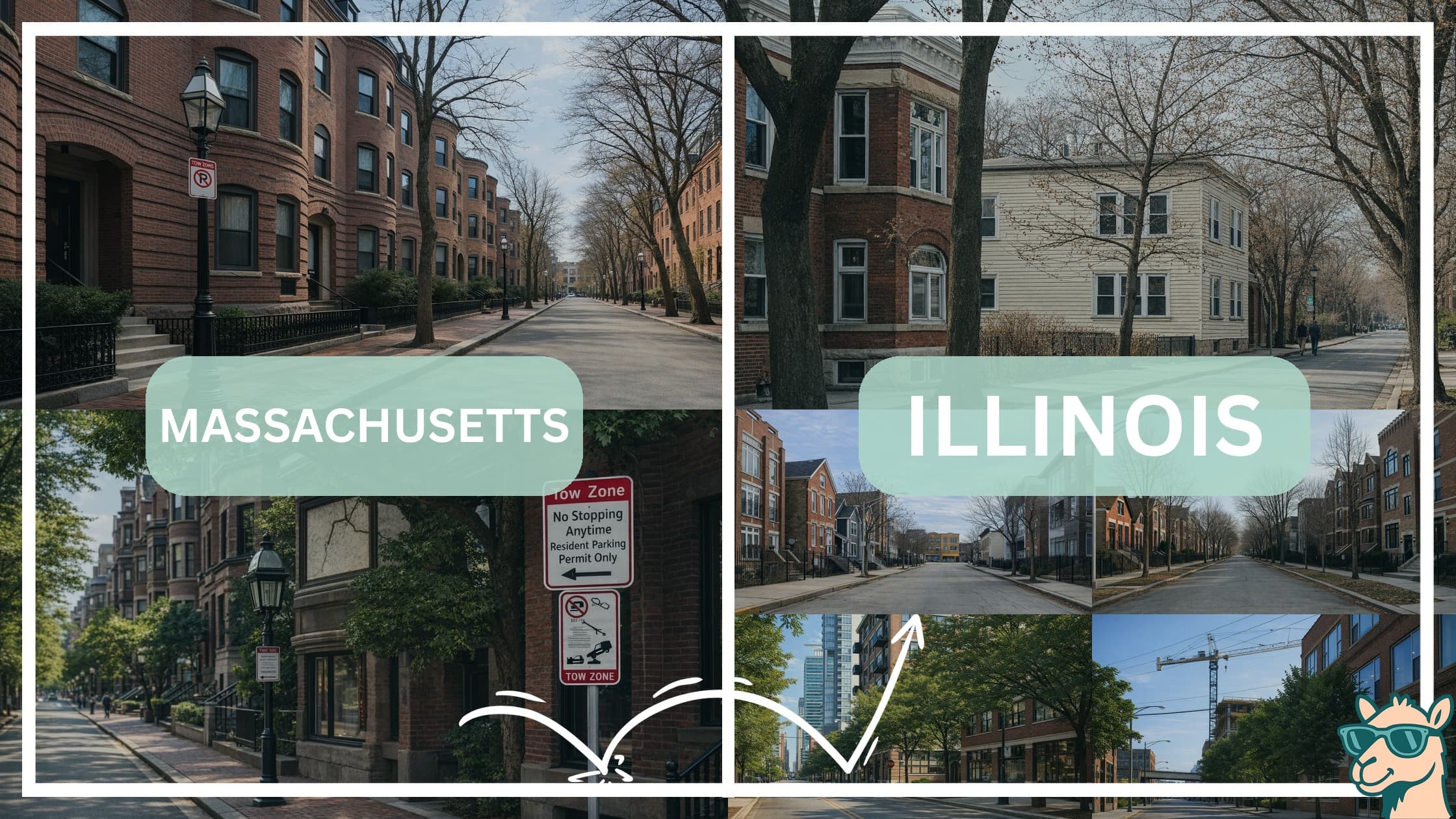comparison of housing options and types between neighborhoods in Massachusetts and Illinois