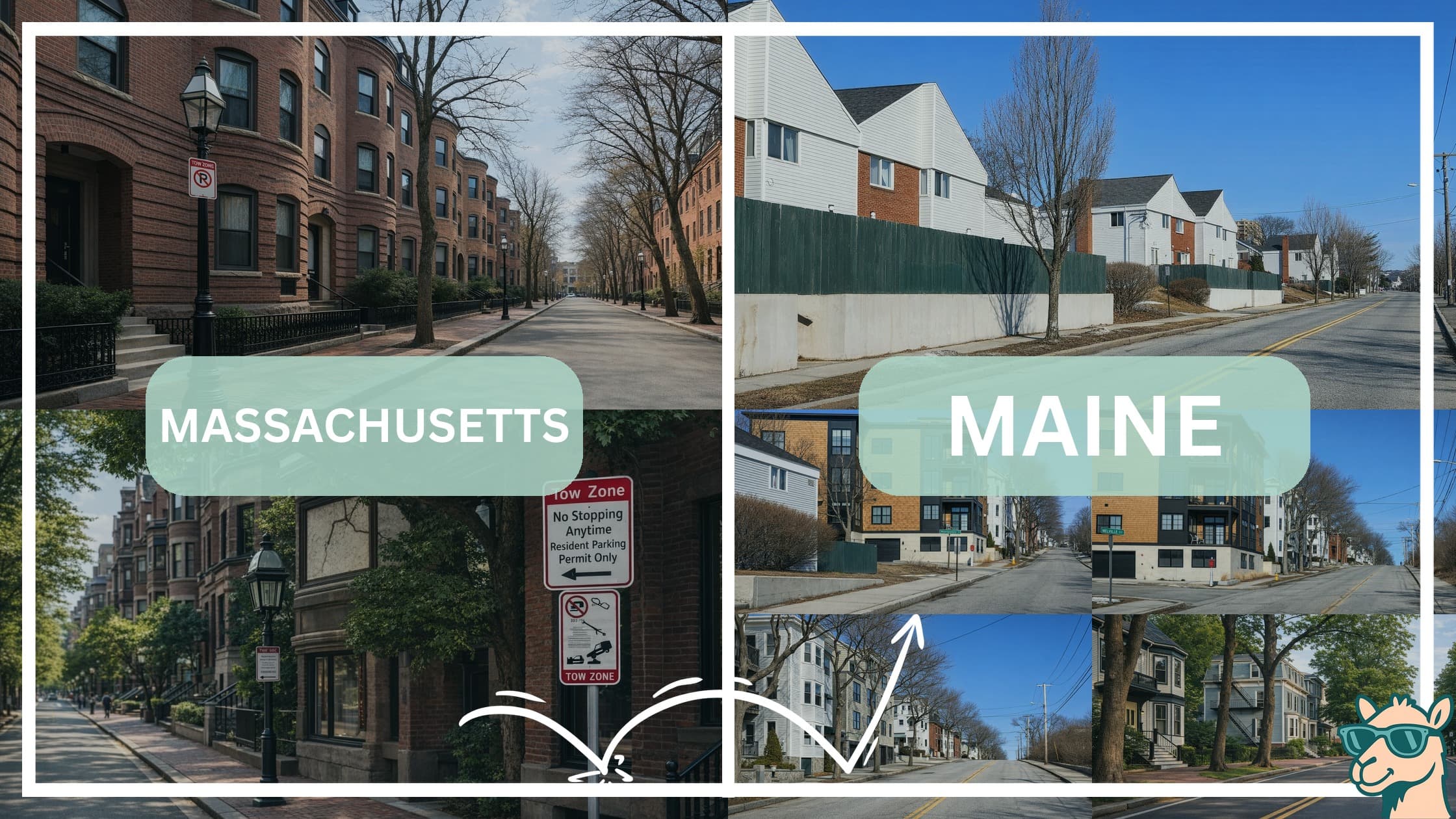 comparison of housing options and types between neighborhoods in Massachusetts and Maine