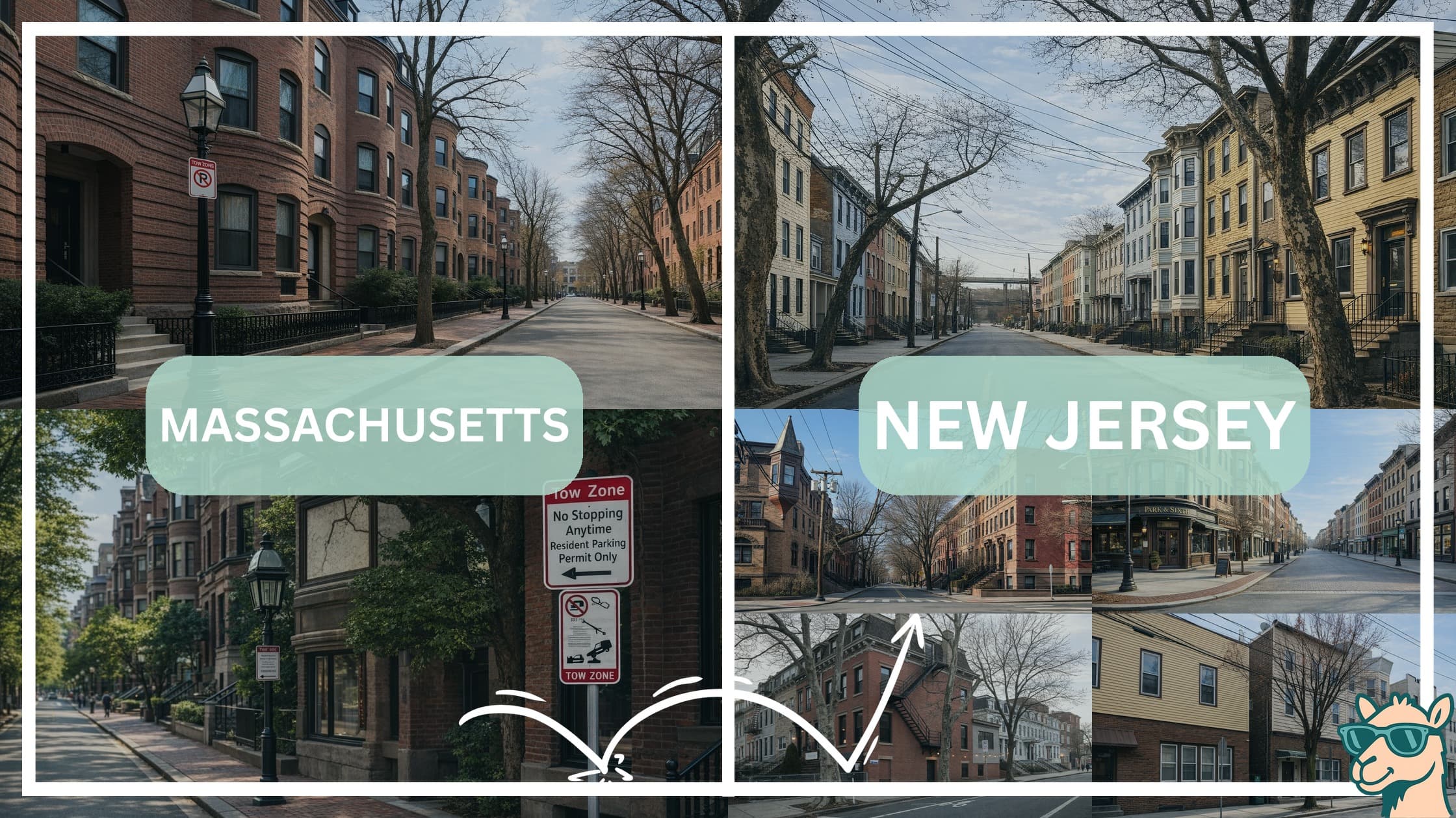 comparison of housing options and types between neighborhoods in Massachusetts and New Jersey