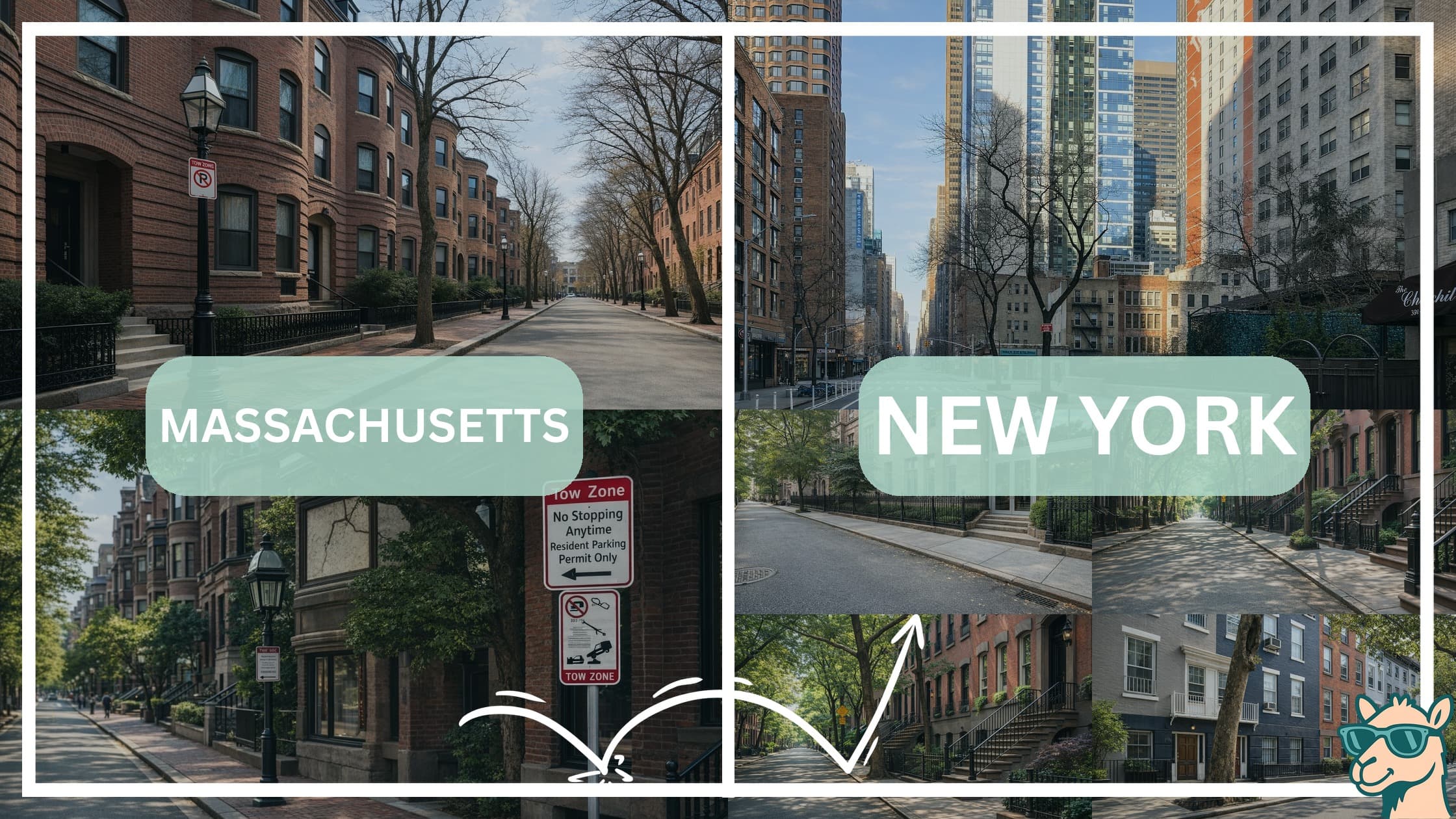 comparison of housing options and types between neighborhoods in Massachusetts and New York