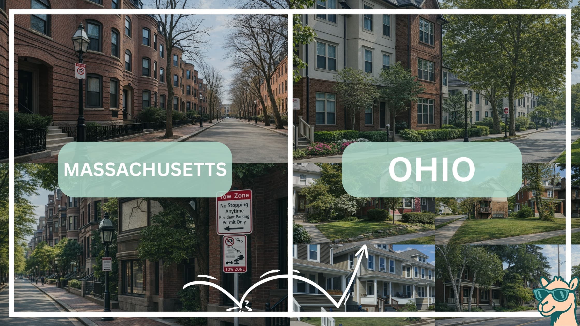 comparison of housing options and types between neighborhoods in Massachusetts and Ohio