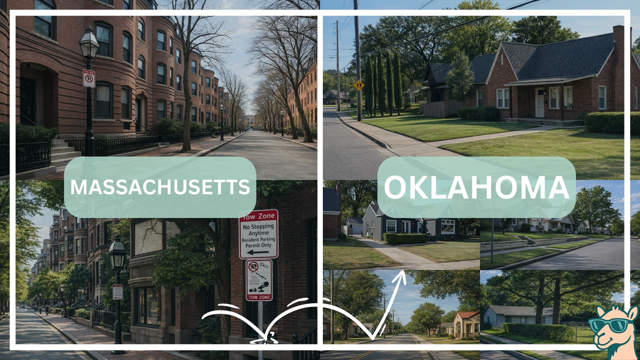 comparison of housing options and types between neighborhoods in Massachusetts and Oklahoma