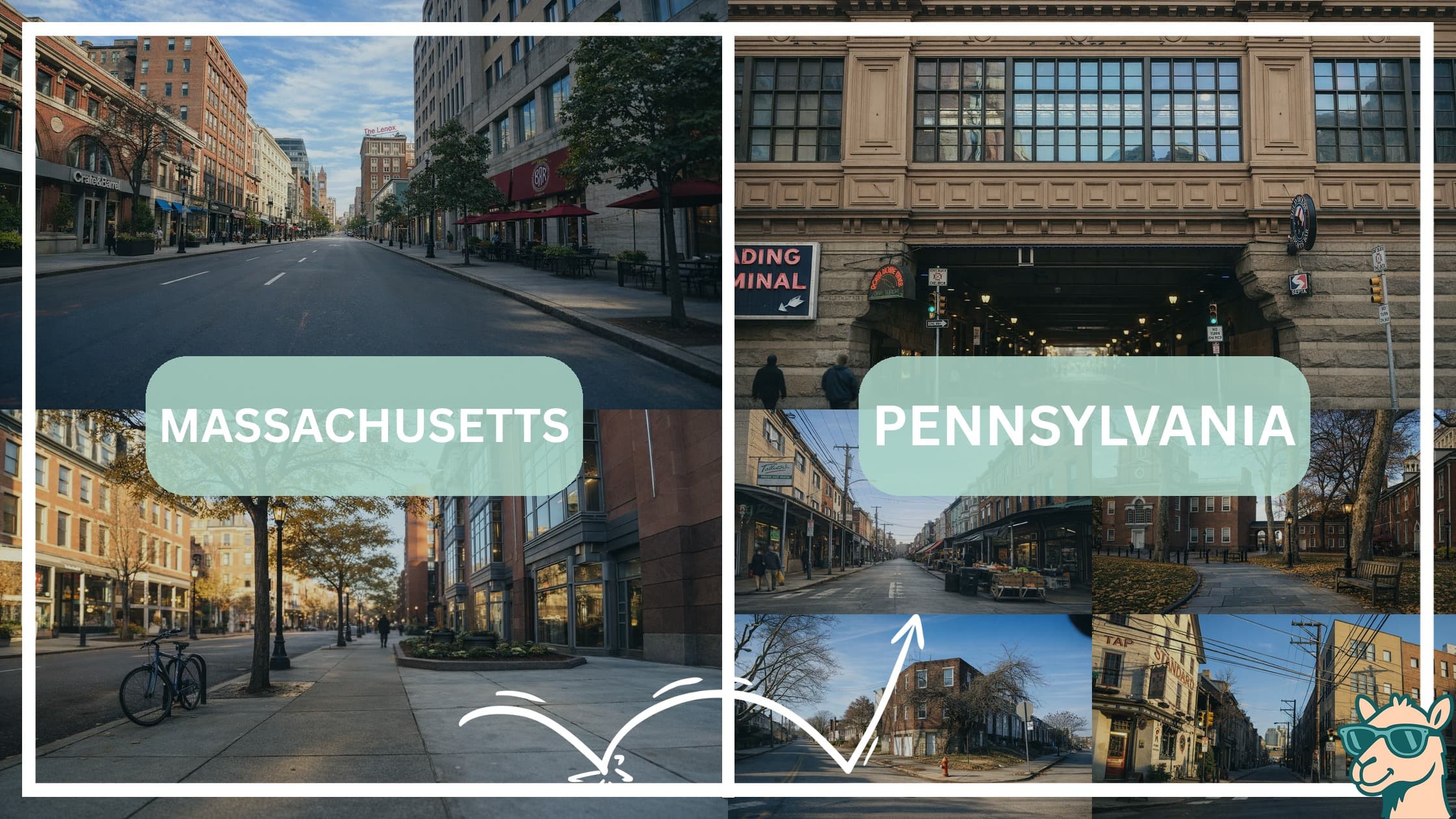 comparison of hotspots between neighborhoods in Massachusetts and Pennsylvania