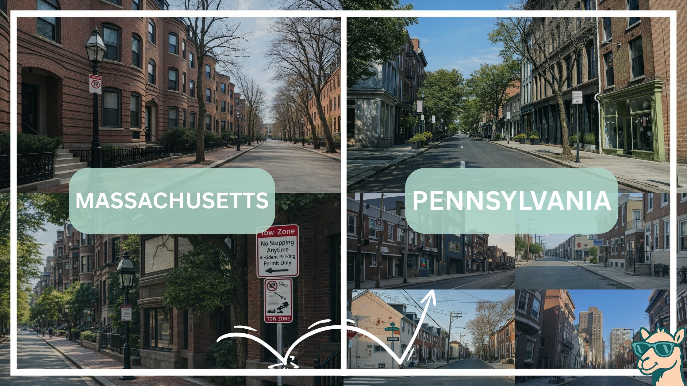 comparison of housing options and types between neighborhoods in Massachusetts and Pennsylvania