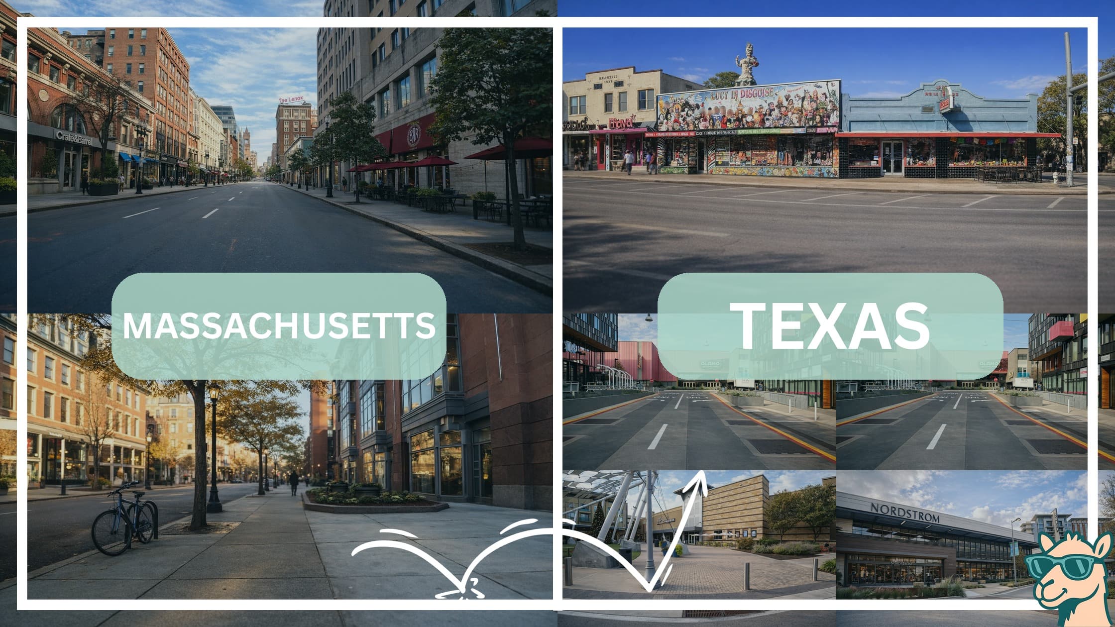 comparison of hotspots between neighborhoods in Massachusetts and Texas