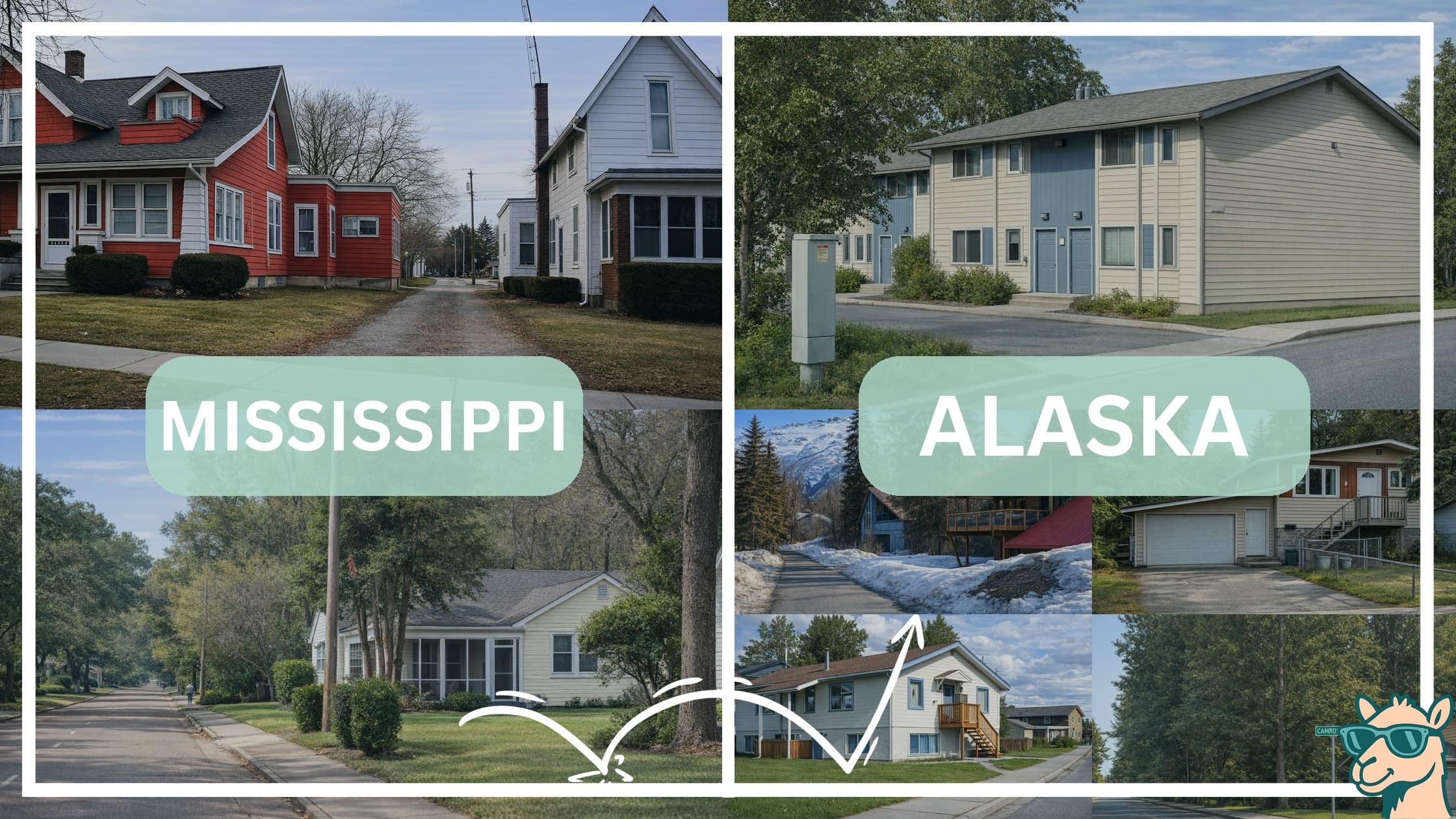 comparison of housing options and types between neighborhoods in Mississippi and Alaska