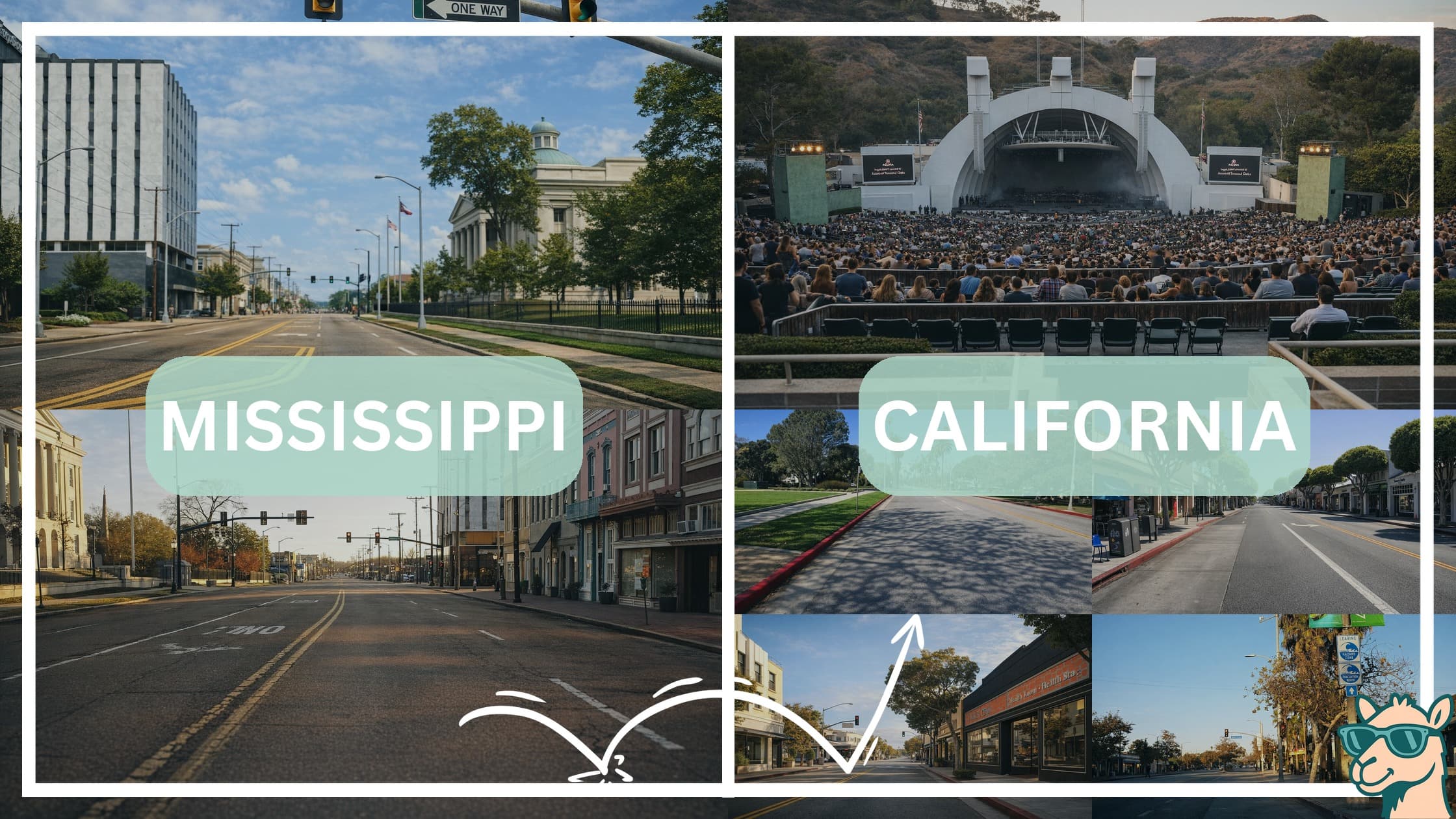 comparison of hotspots between neighborhoods in Mississippi and California
