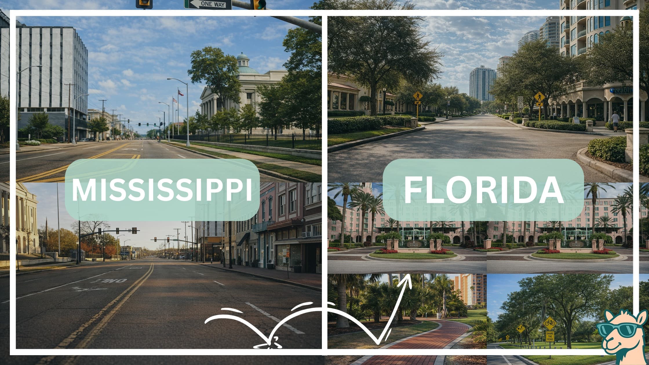 comparison of hotspots between neighborhoods in Mississippi and Florida