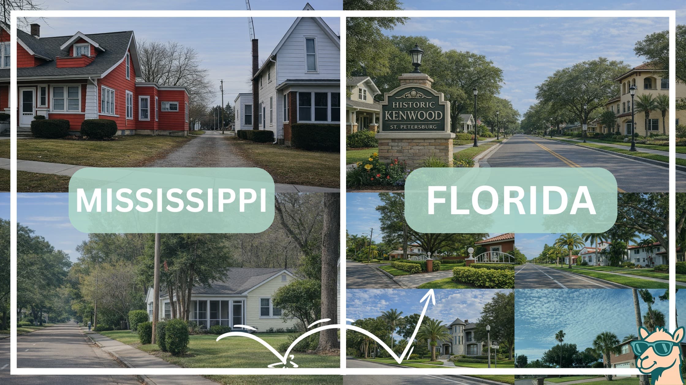 comparison of housing options and types between neighborhoods in Mississippi and Florida