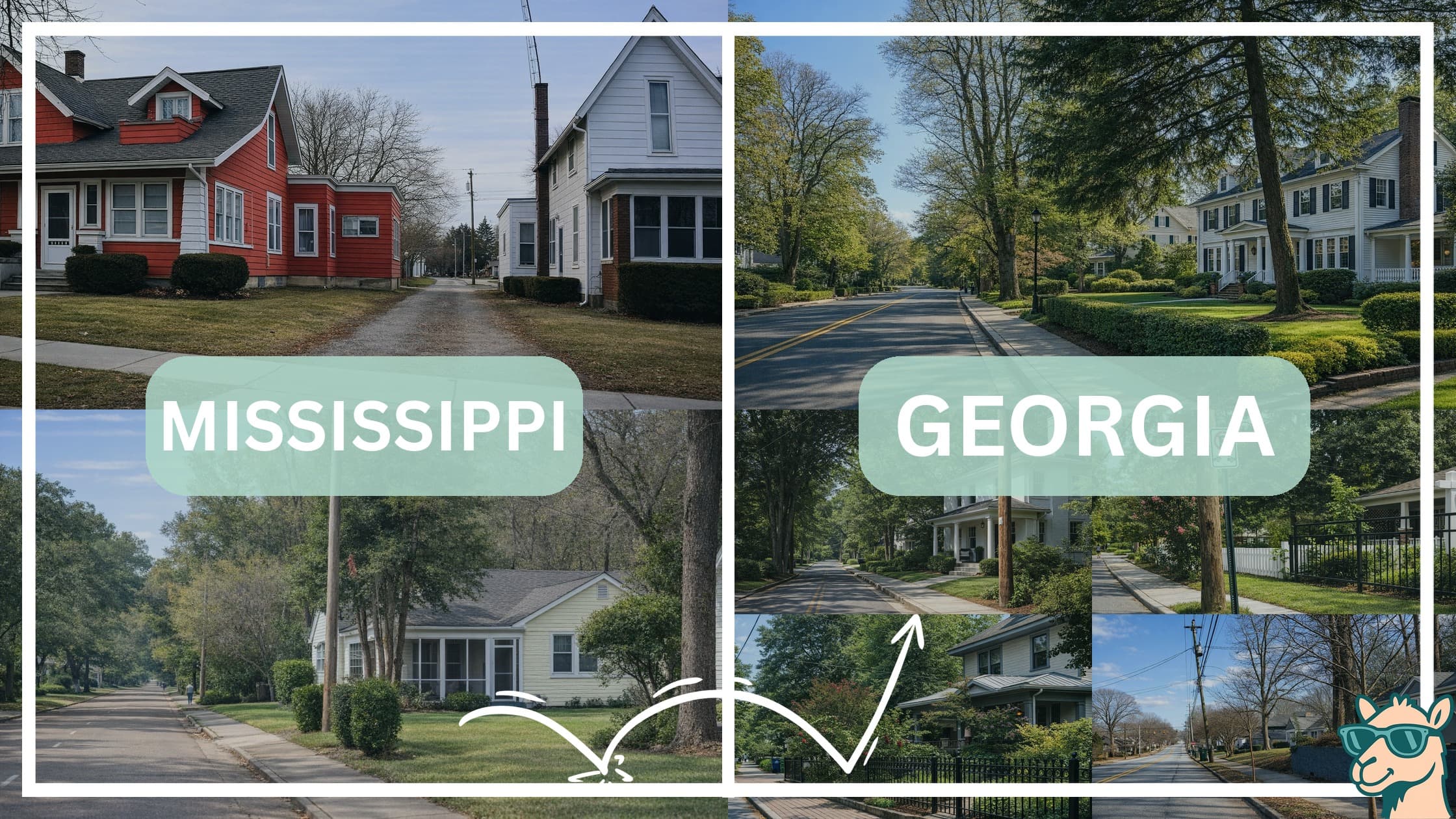 comparison of housing options and types between neighborhoods in Mississippi and Georgia