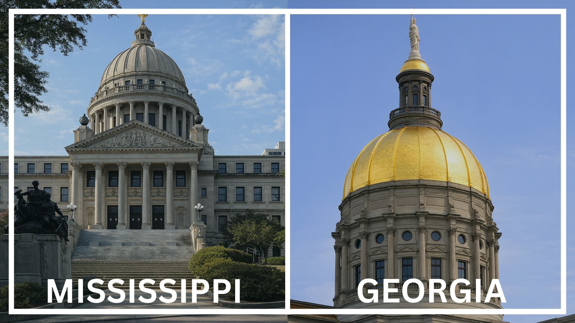 Comparing the state capitol buildings between Mississippi and Georgia.