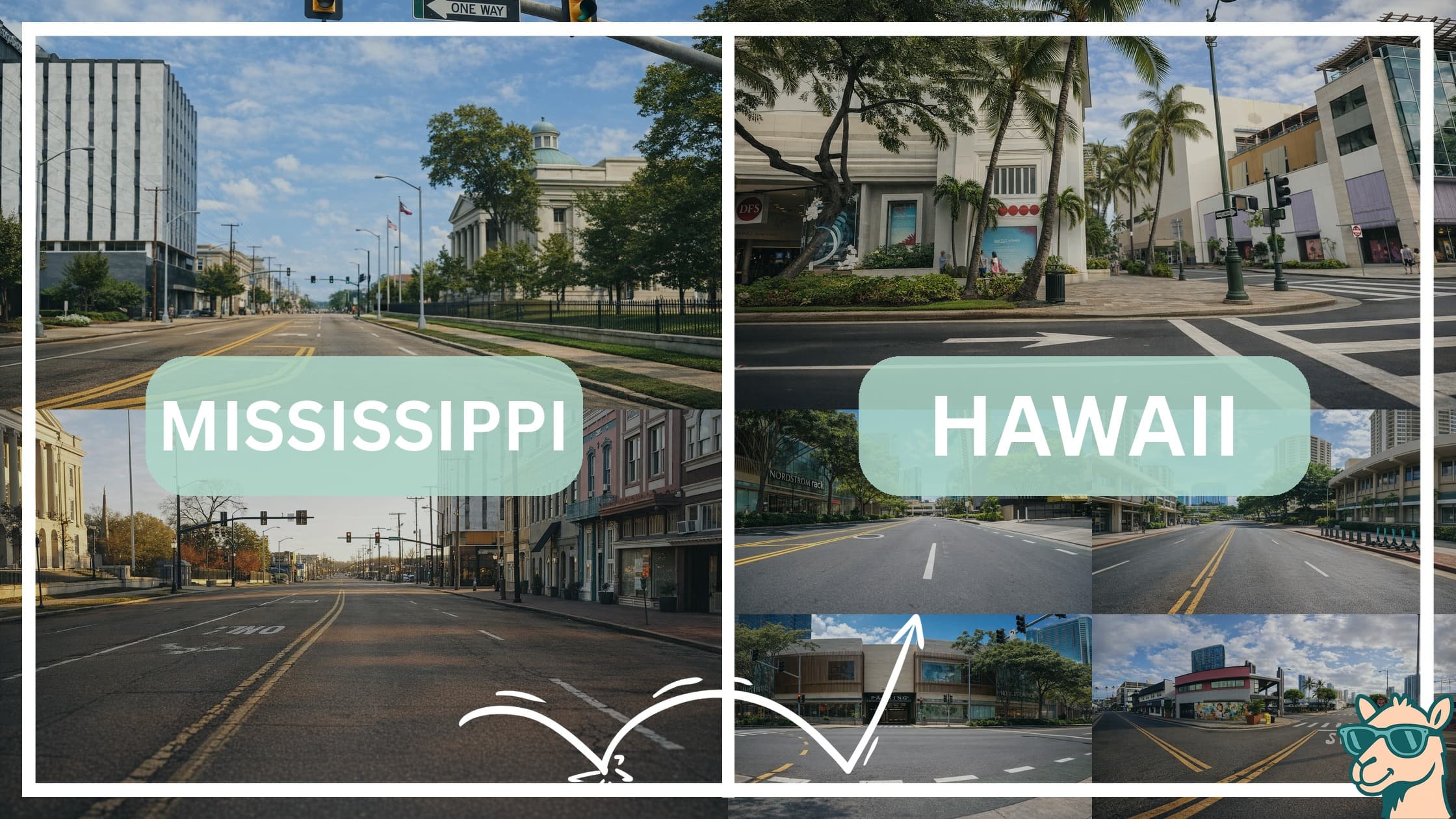 comparison of hotspots between neighborhoods in Mississippi and Hawaii