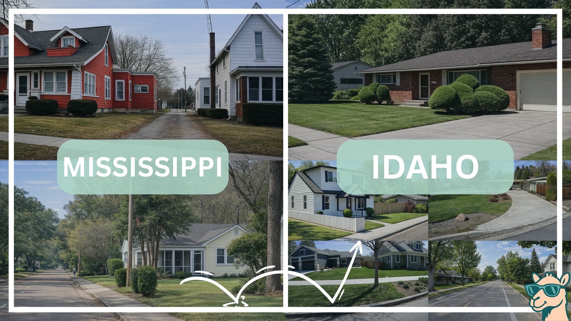 comparison of housing options and types between neighborhoods in Mississippi and Idaho