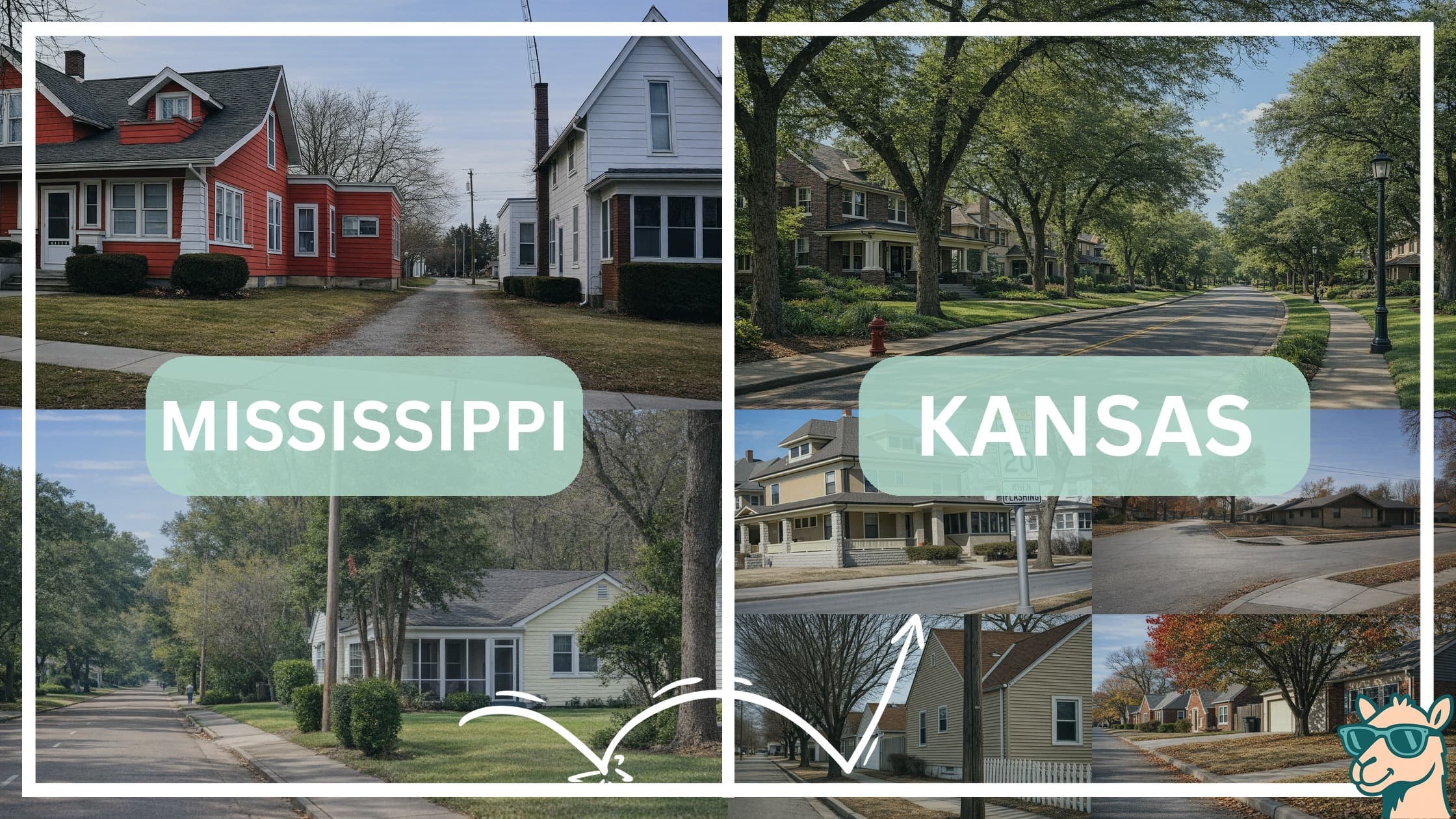 comparison of housing options and types between neighborhoods in Mississippi and Kansas